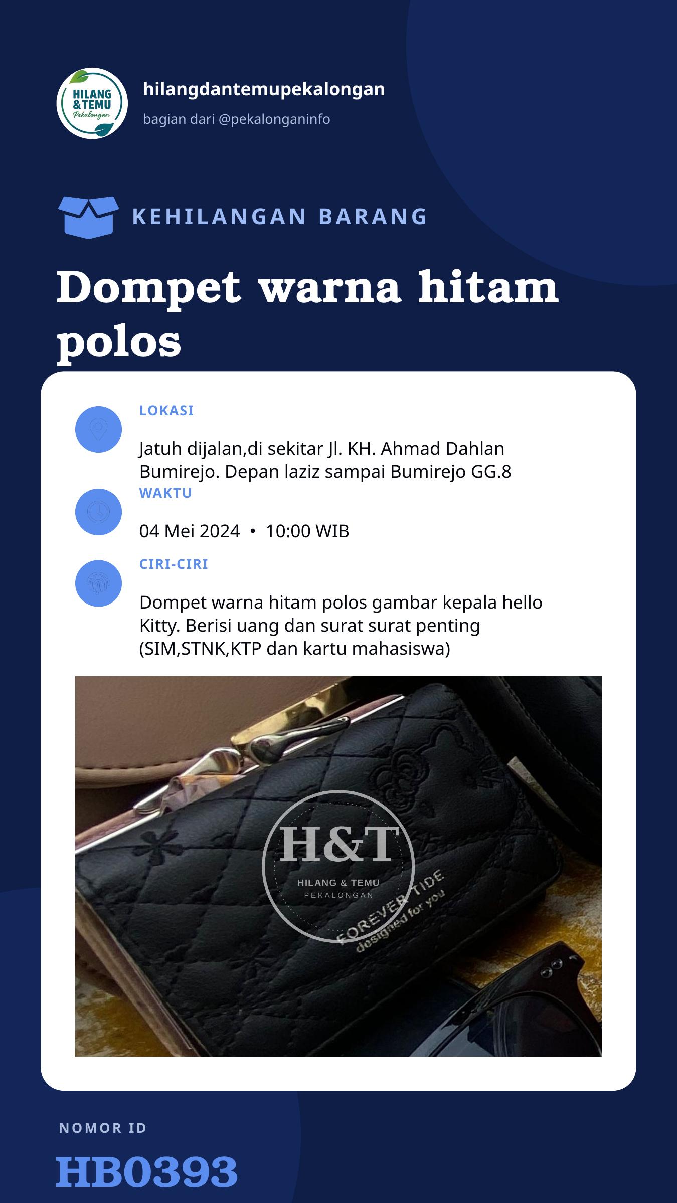 Story 9:16 laporan Dompet warna hitam polos