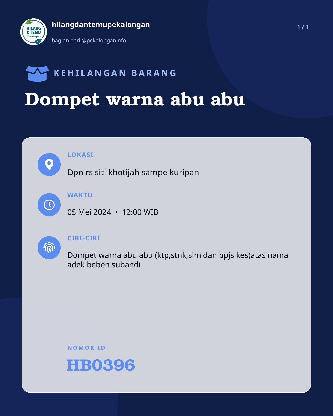 Slide laporan Dompet warna abu abu (HB0396)