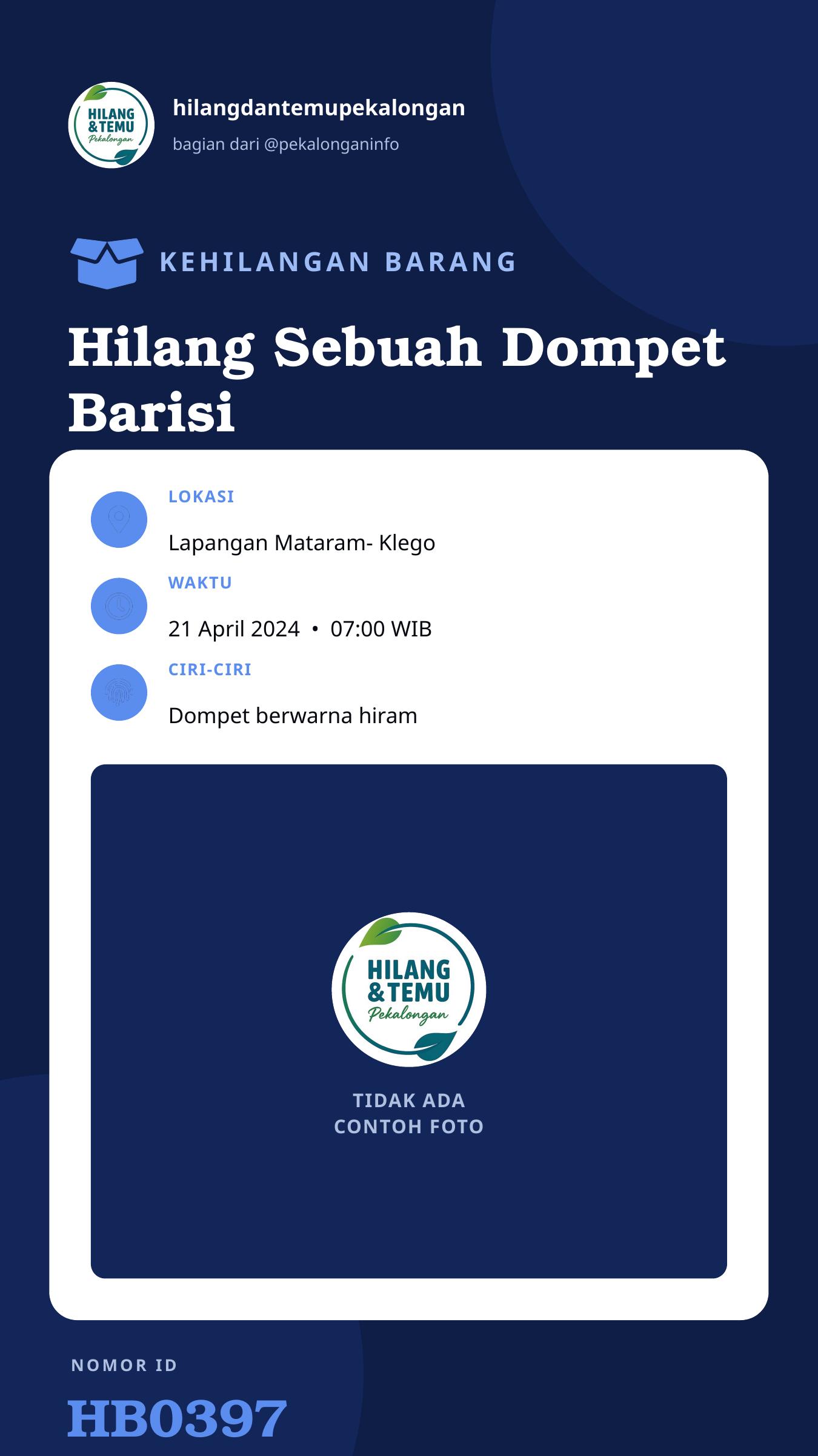 Story 9:16 laporan Hilang Sebuah Dompet Barisi SIM C dan STNK motor Mio gt serta STNK motor Revo