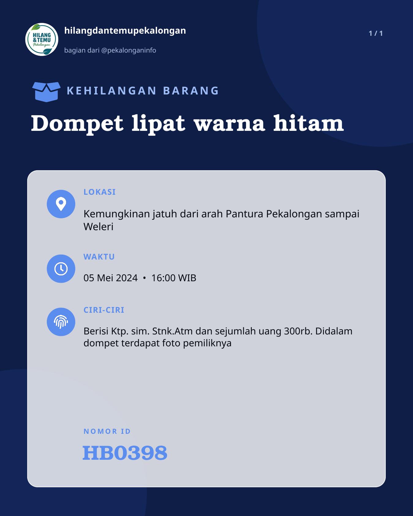 Slide laporan Dompet lipat warna hitam (HB0398)