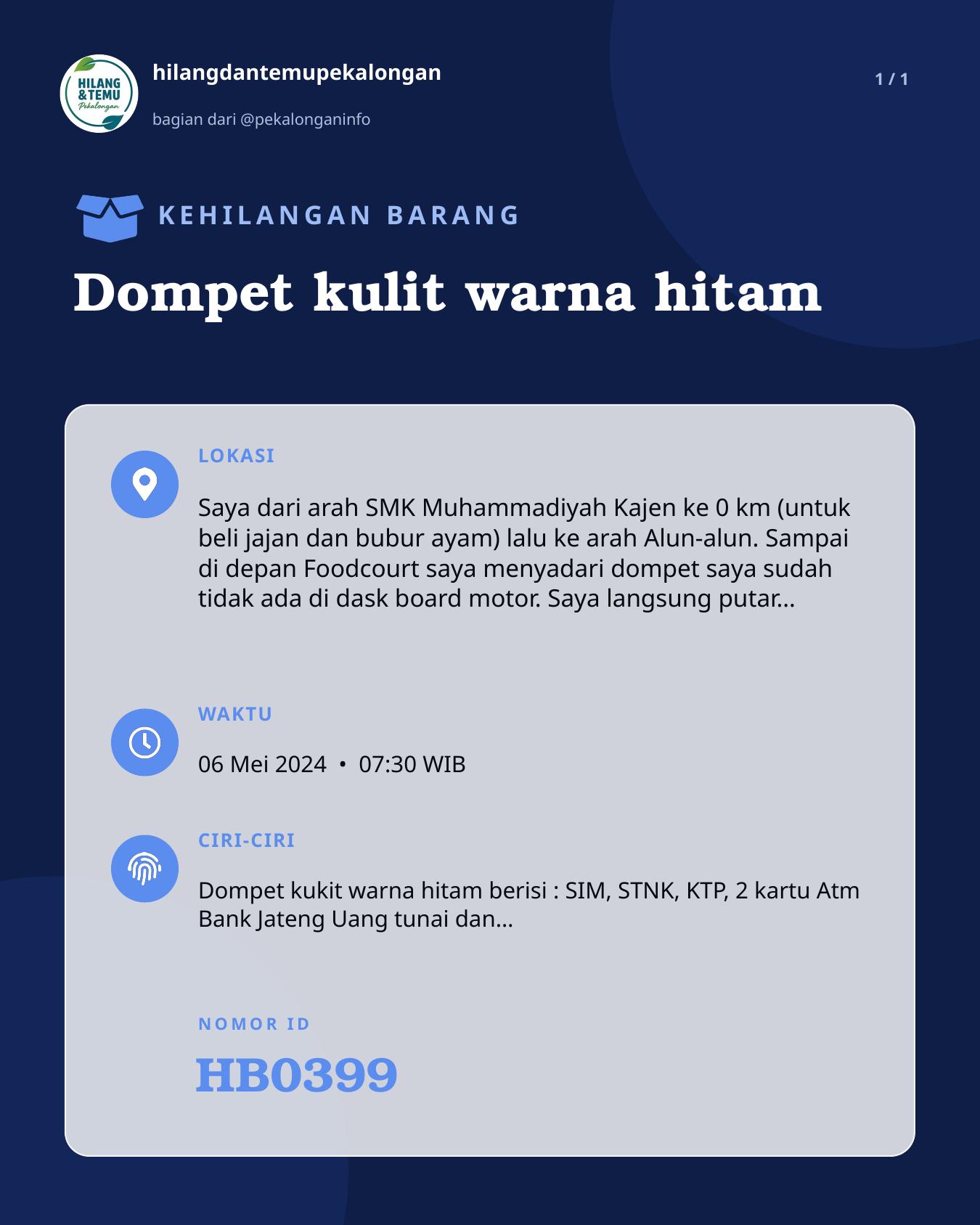 Slide laporan Dompet kulit warna hitam (HB0399)