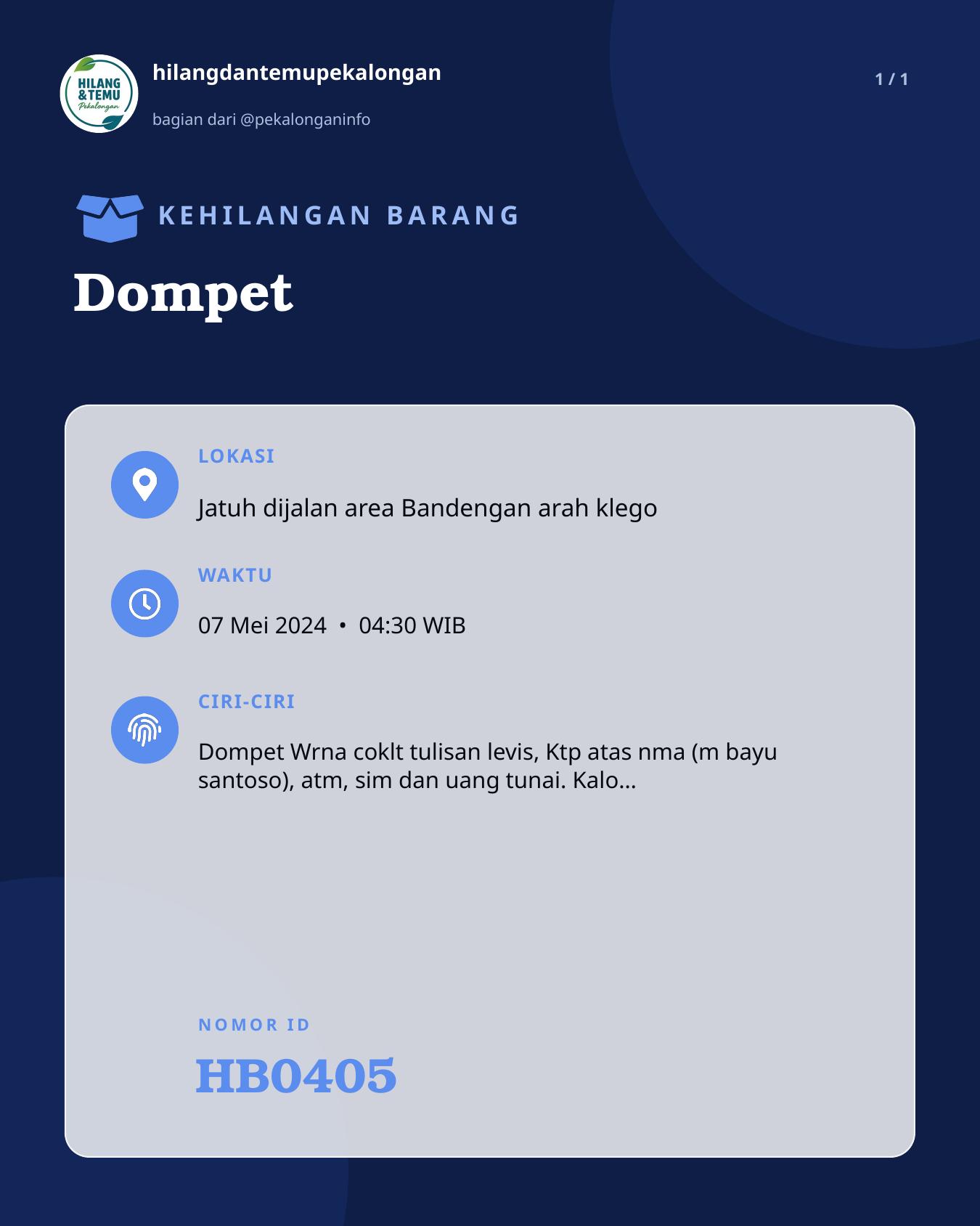 Slide laporan Dompet (HB0405)