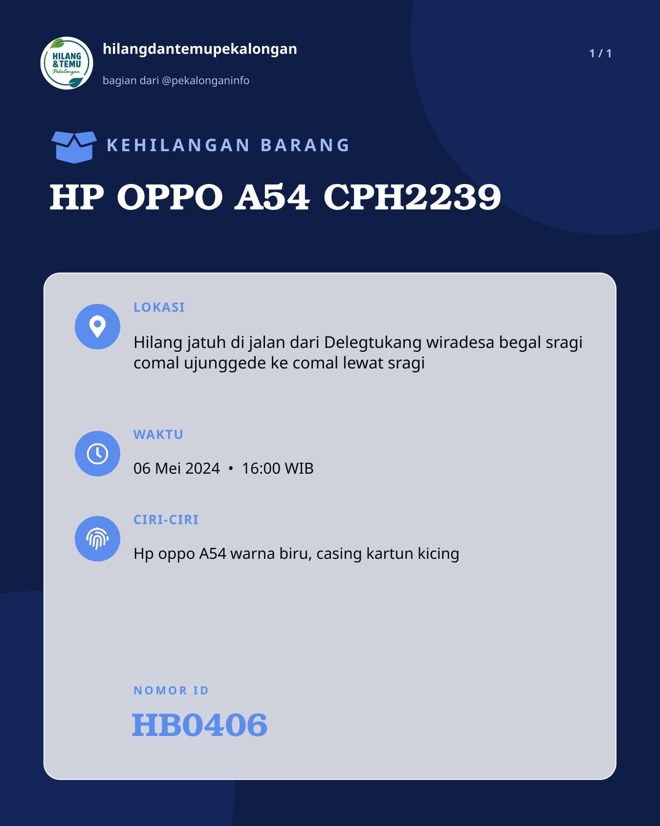 Slide laporan HP OPPO A54 CPH2239 (HB0406)