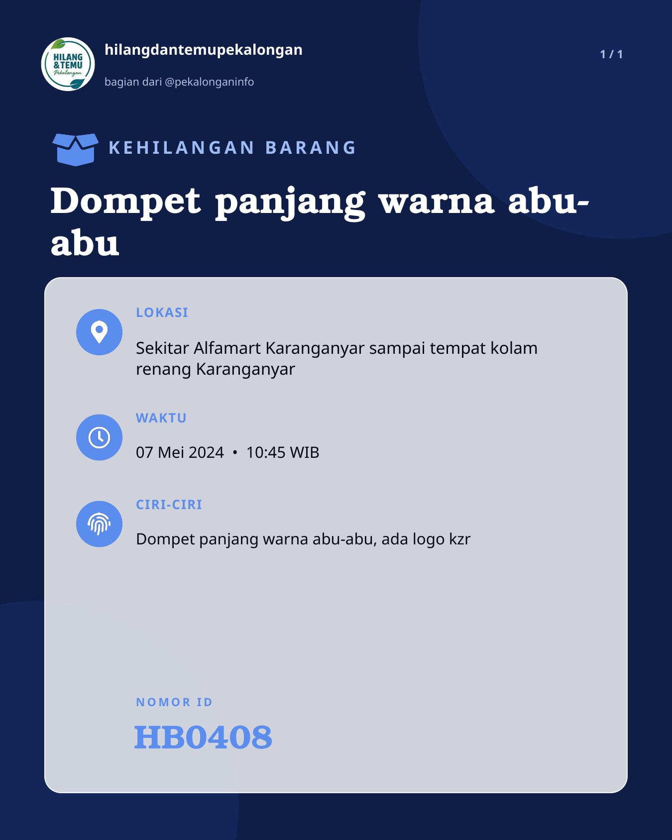 Slide laporan Dompet panjang warna abu-abu (HB0408)
