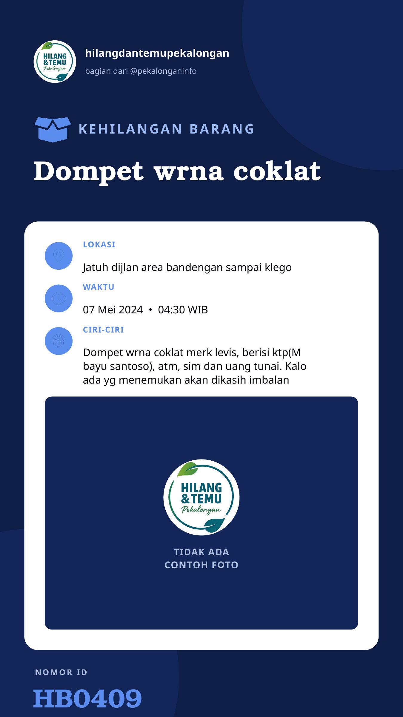 Story 9:16 laporan Dompet wrna coklat