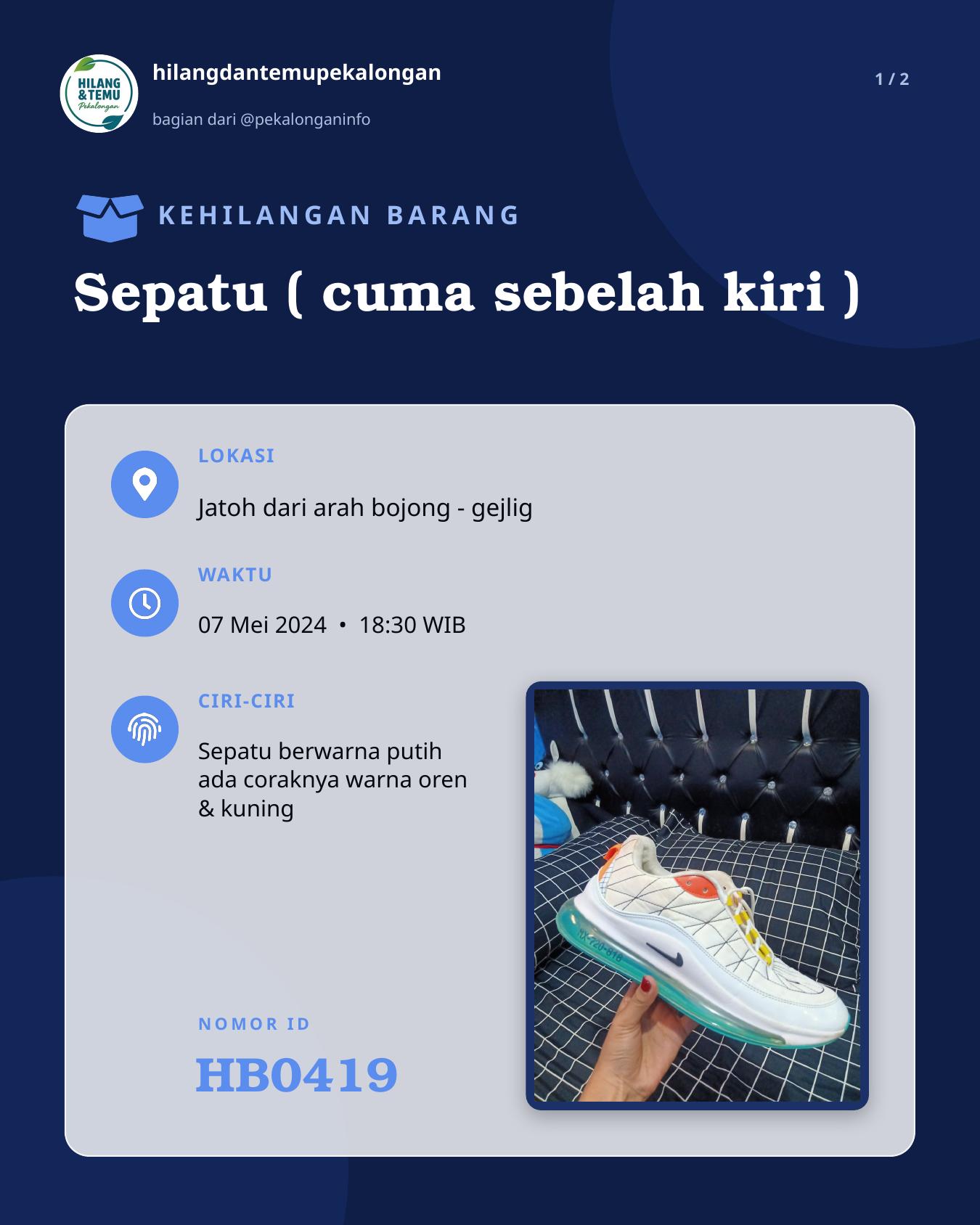 Slide 1 laporan Sepatu ( cuma sebelah kiri )