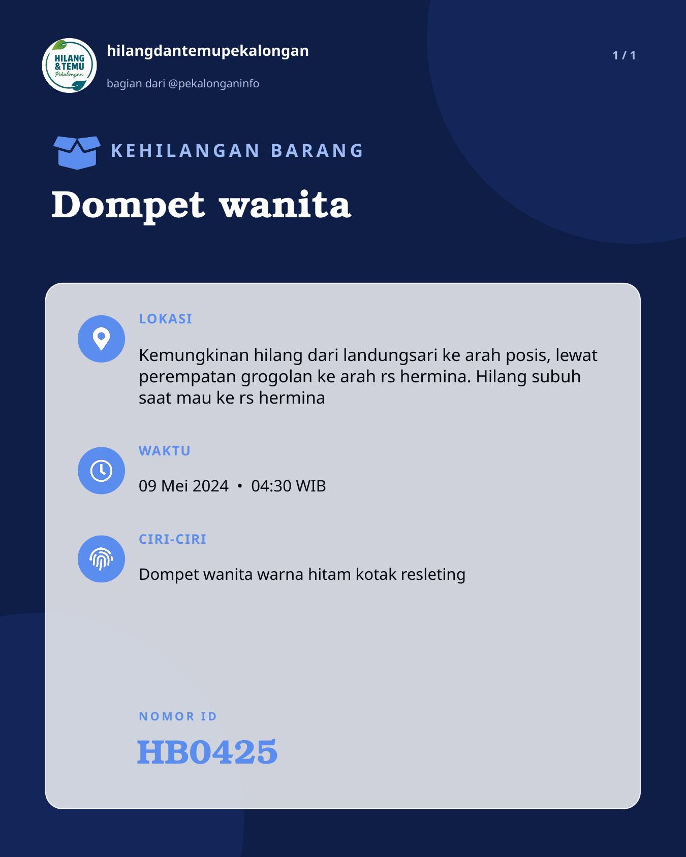 Slide laporan Dompet wanita (HB0425)