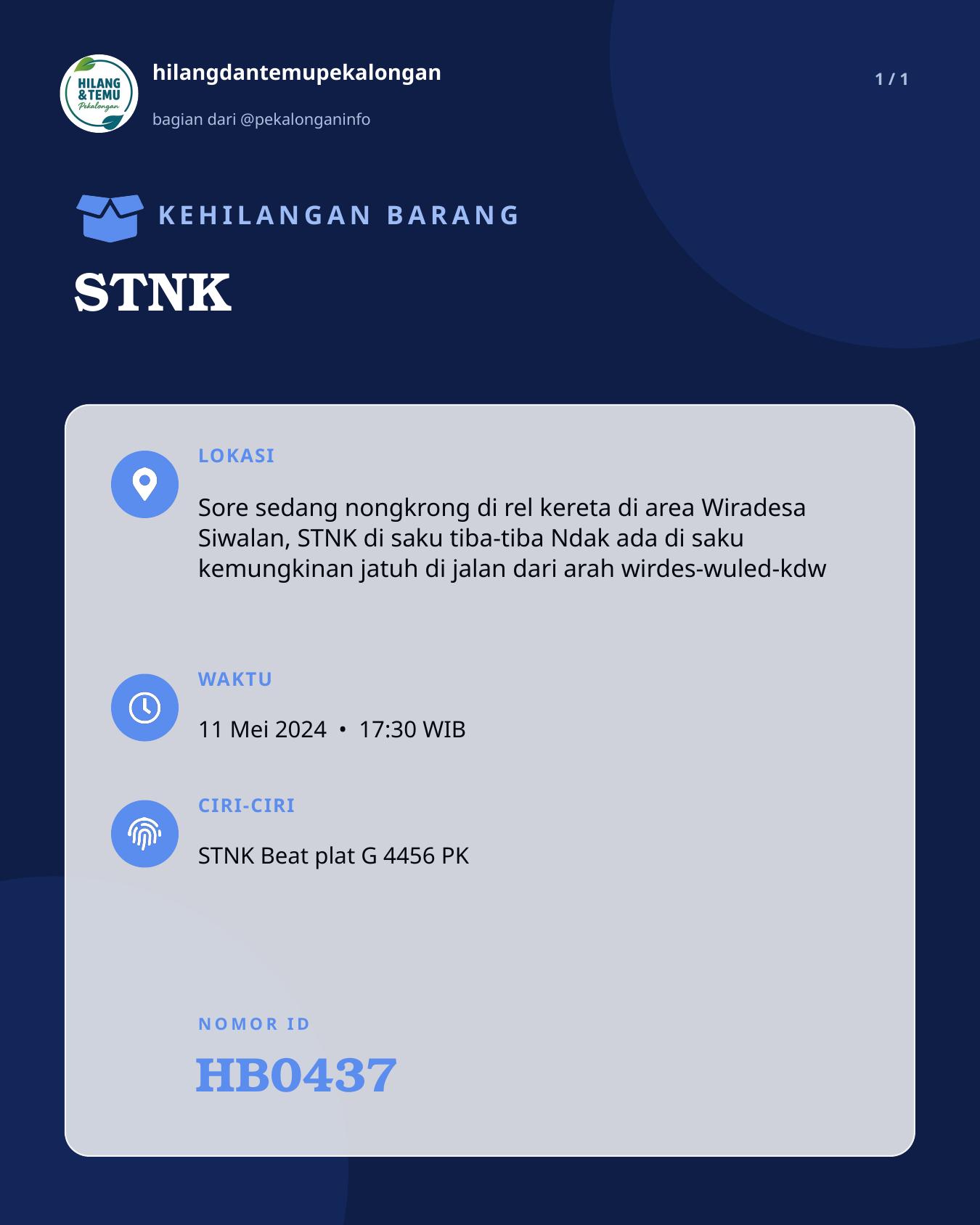 Slide laporan STNK (HB0437)