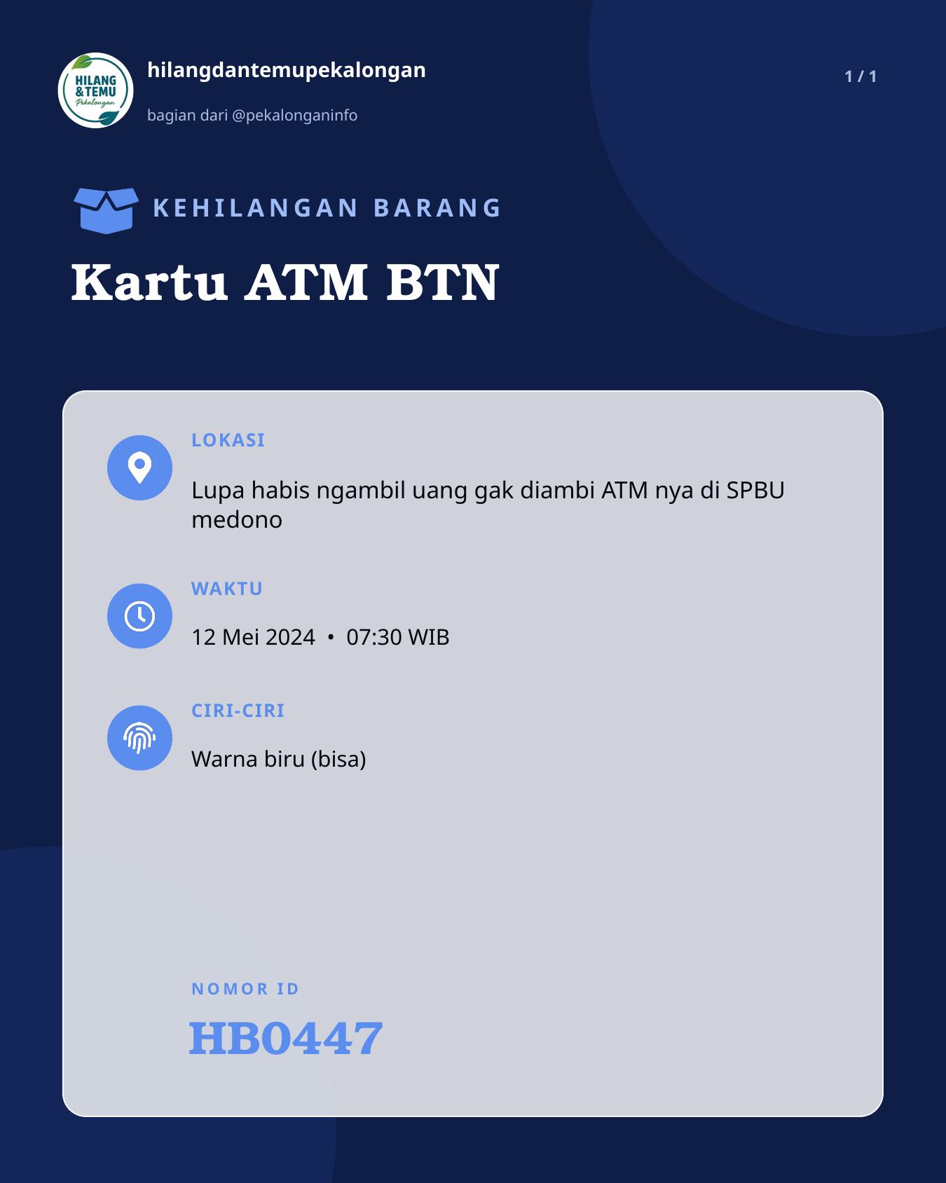 Slide laporan Kartu ATM BTN (HB0447)