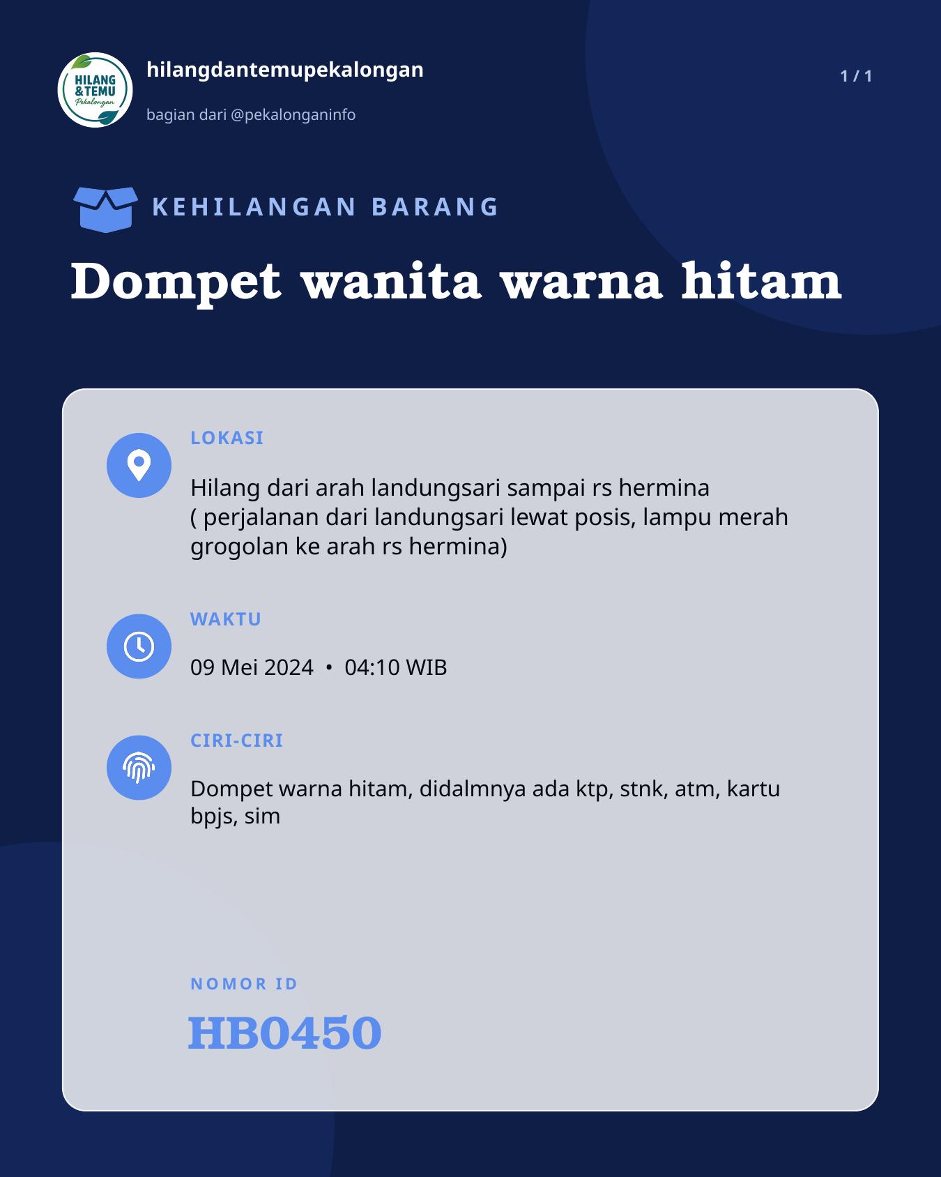 Slide laporan Dompet wanita warna hitam (HB0450)
