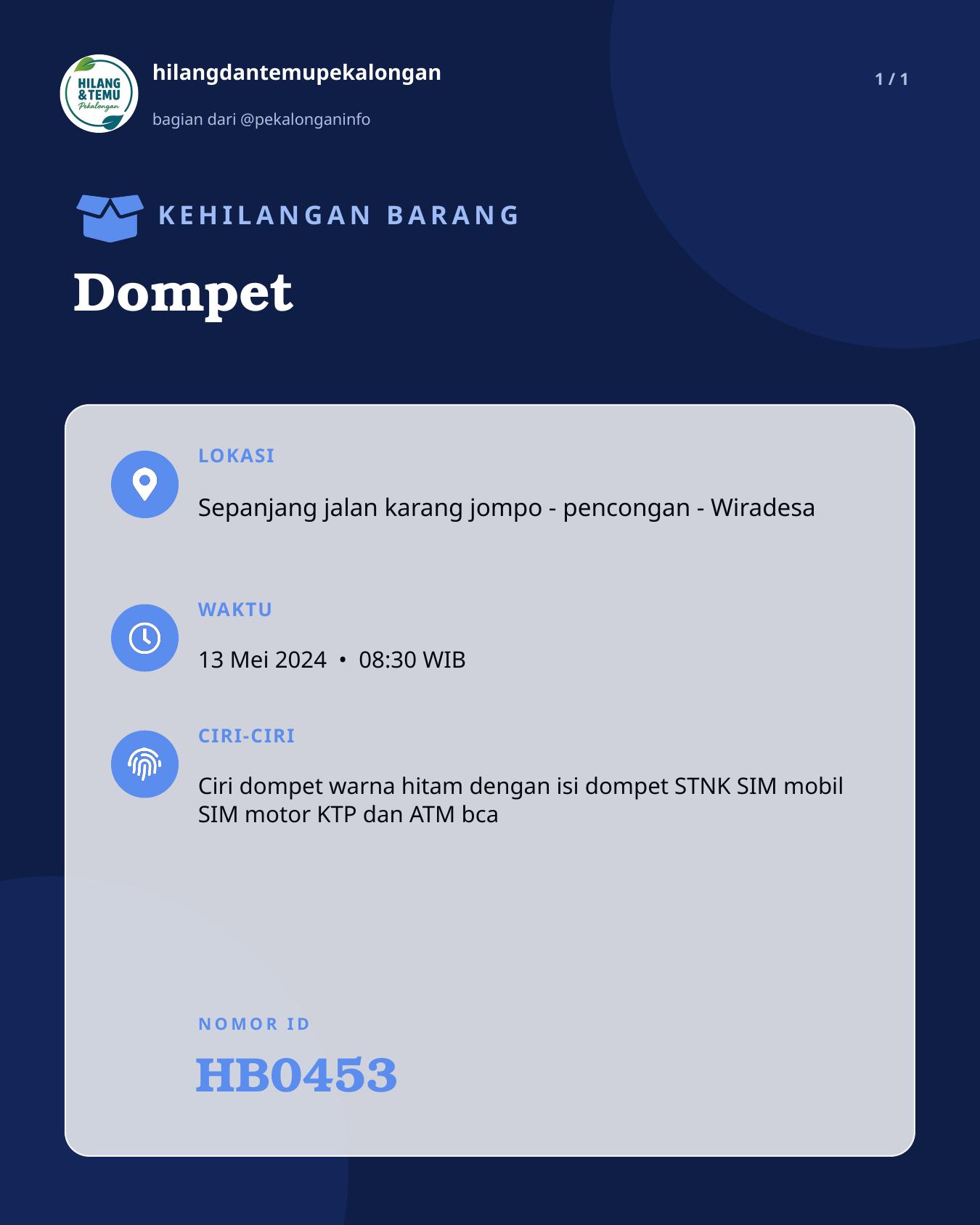 Slide laporan Dompet (HB0453)