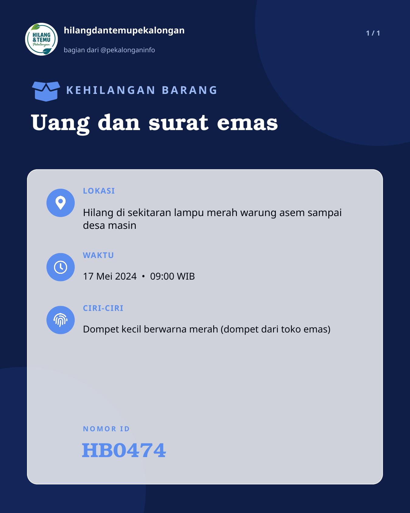 Slide laporan Uang dan surat emas (HB0474)