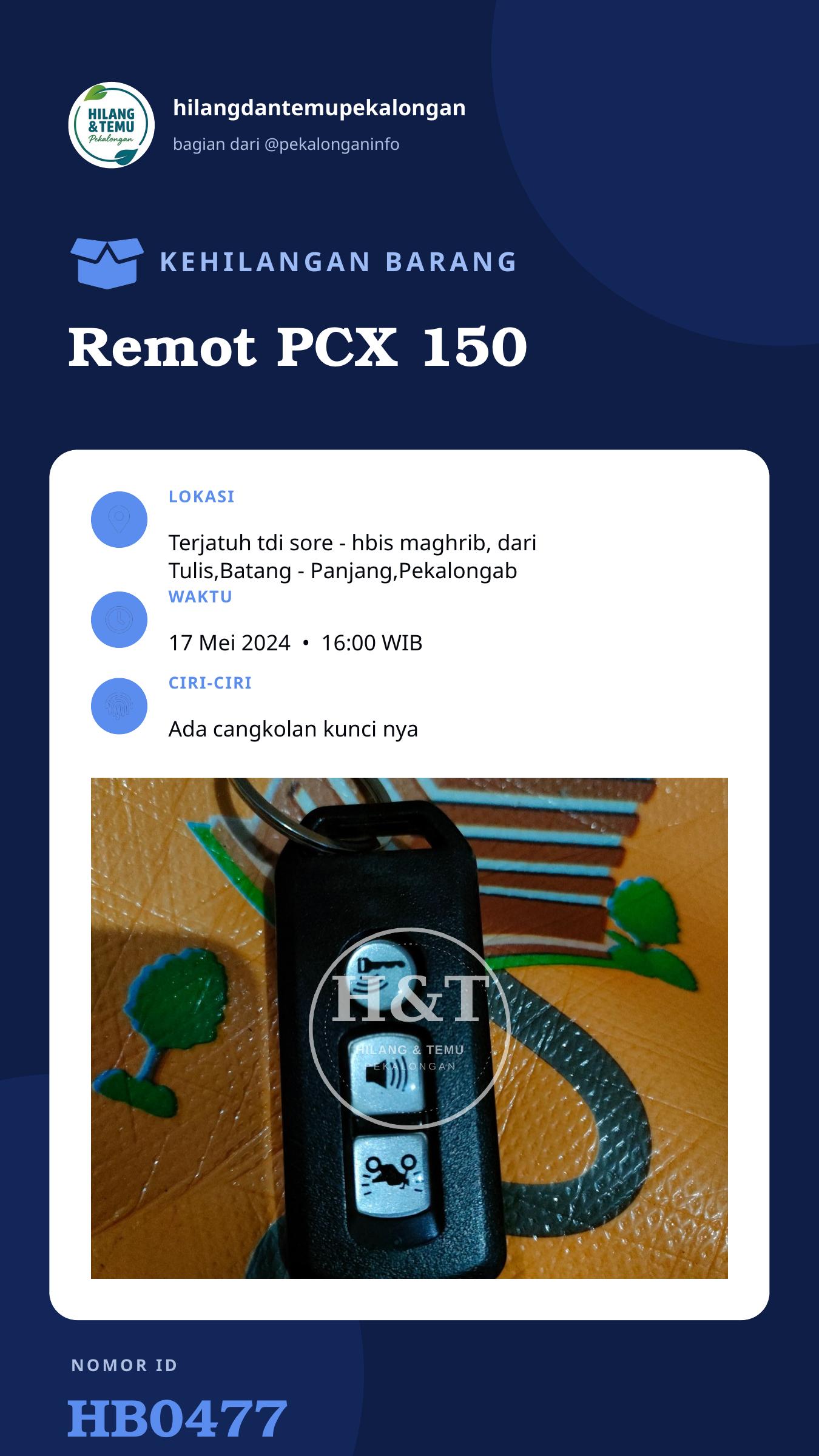 Story 9:16 laporan Remot PCX 150