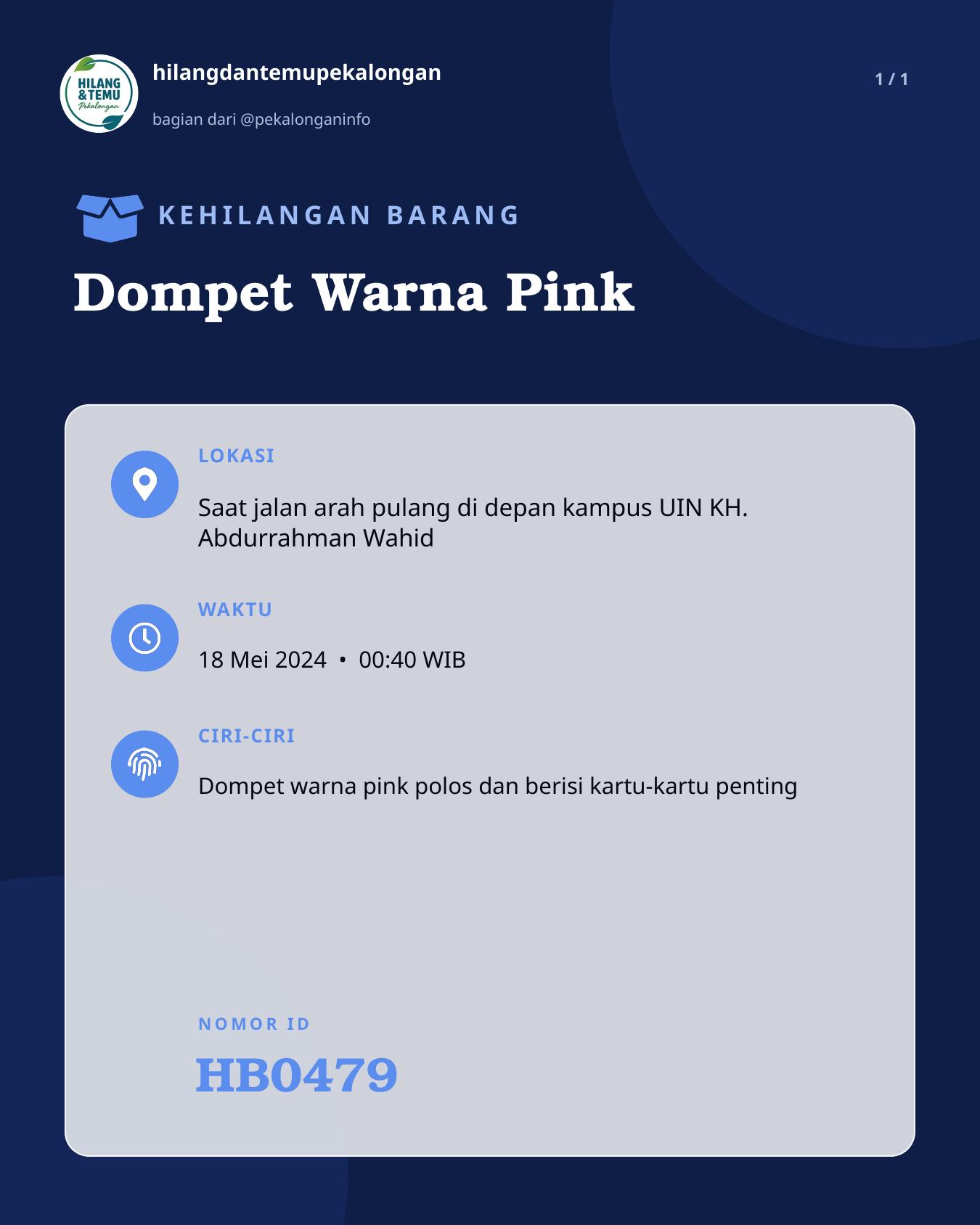Slide laporan Dompet Warna Pink (HB0479)