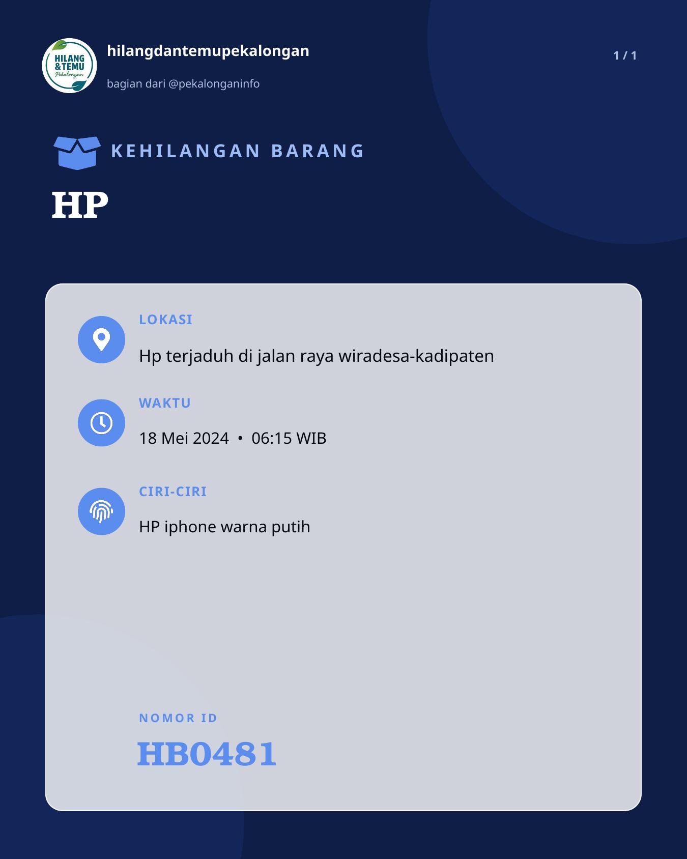 Slide laporan HP (HB0481)
