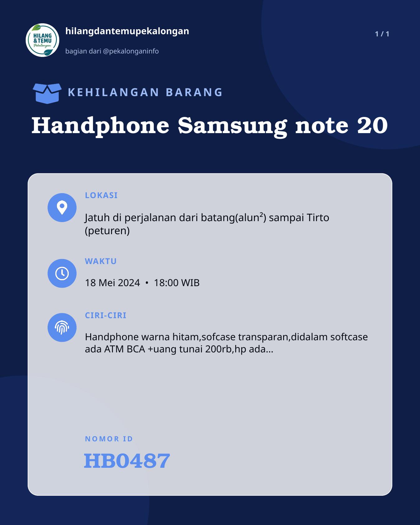Slide laporan Handphone Samsung note 20 (HB0487)