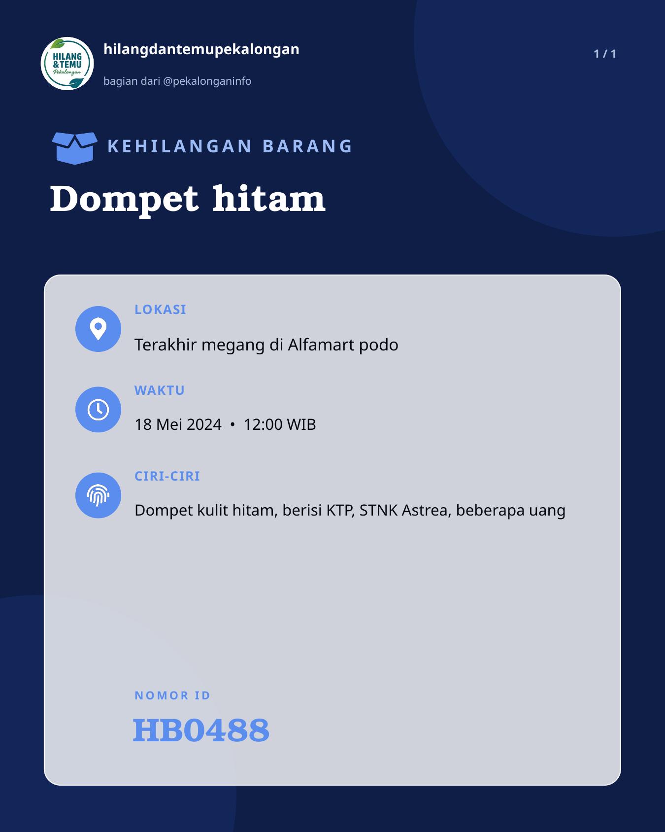 Slide laporan Dompet hitam (HB0488)