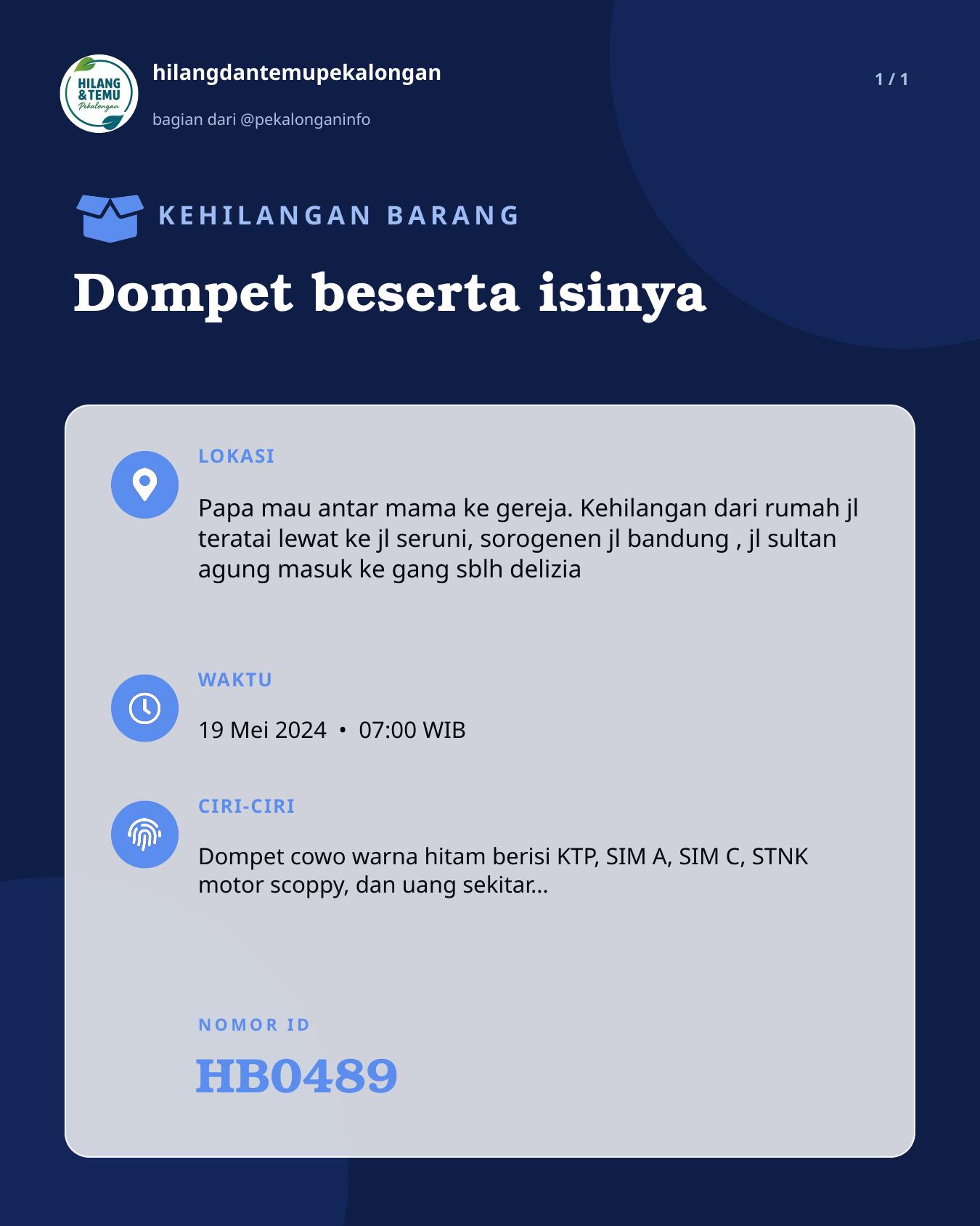 Slide laporan Dompet beserta isinya (HB0489)