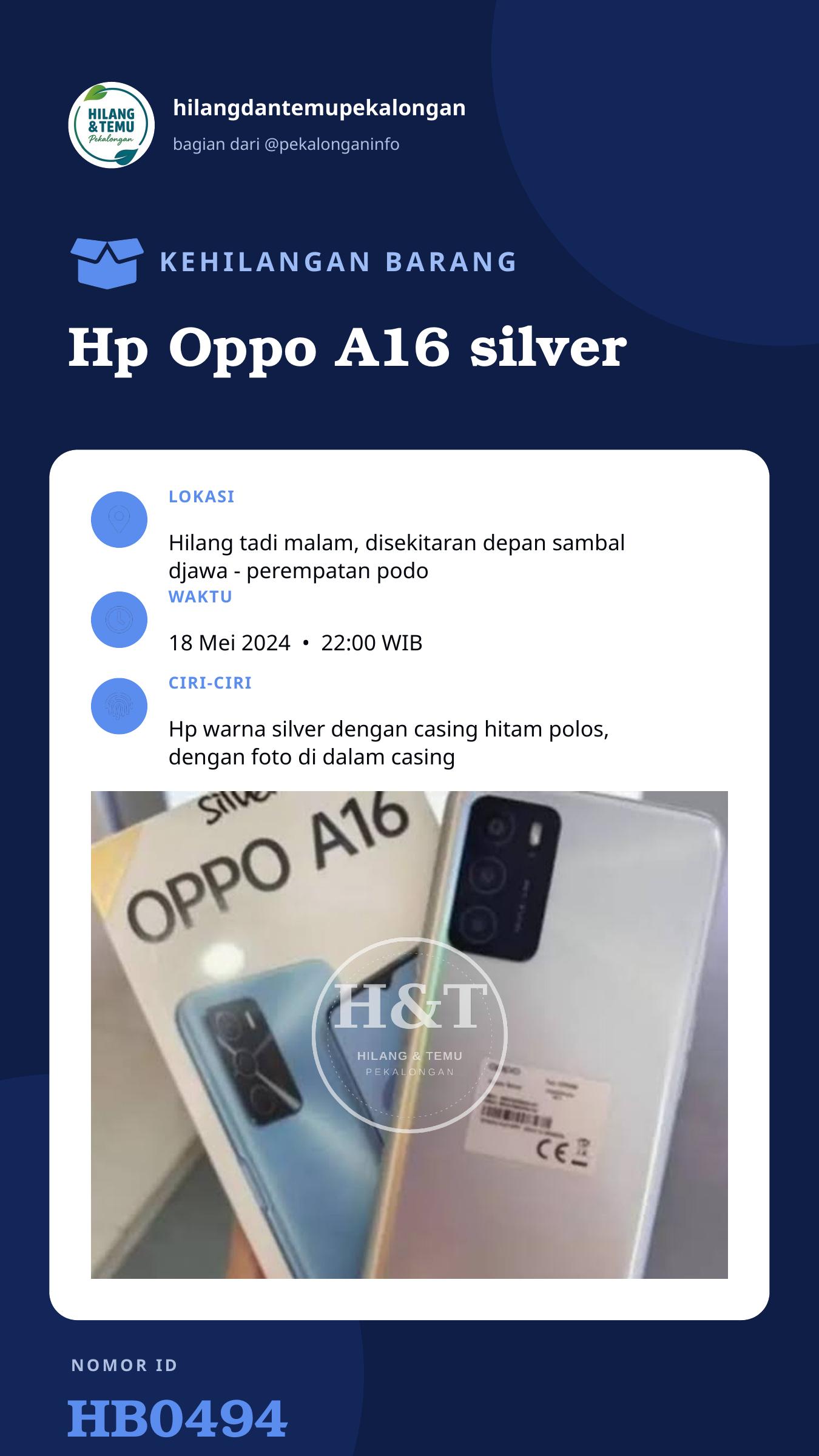 Story 9:16 laporan Hp Oppo A16 silver