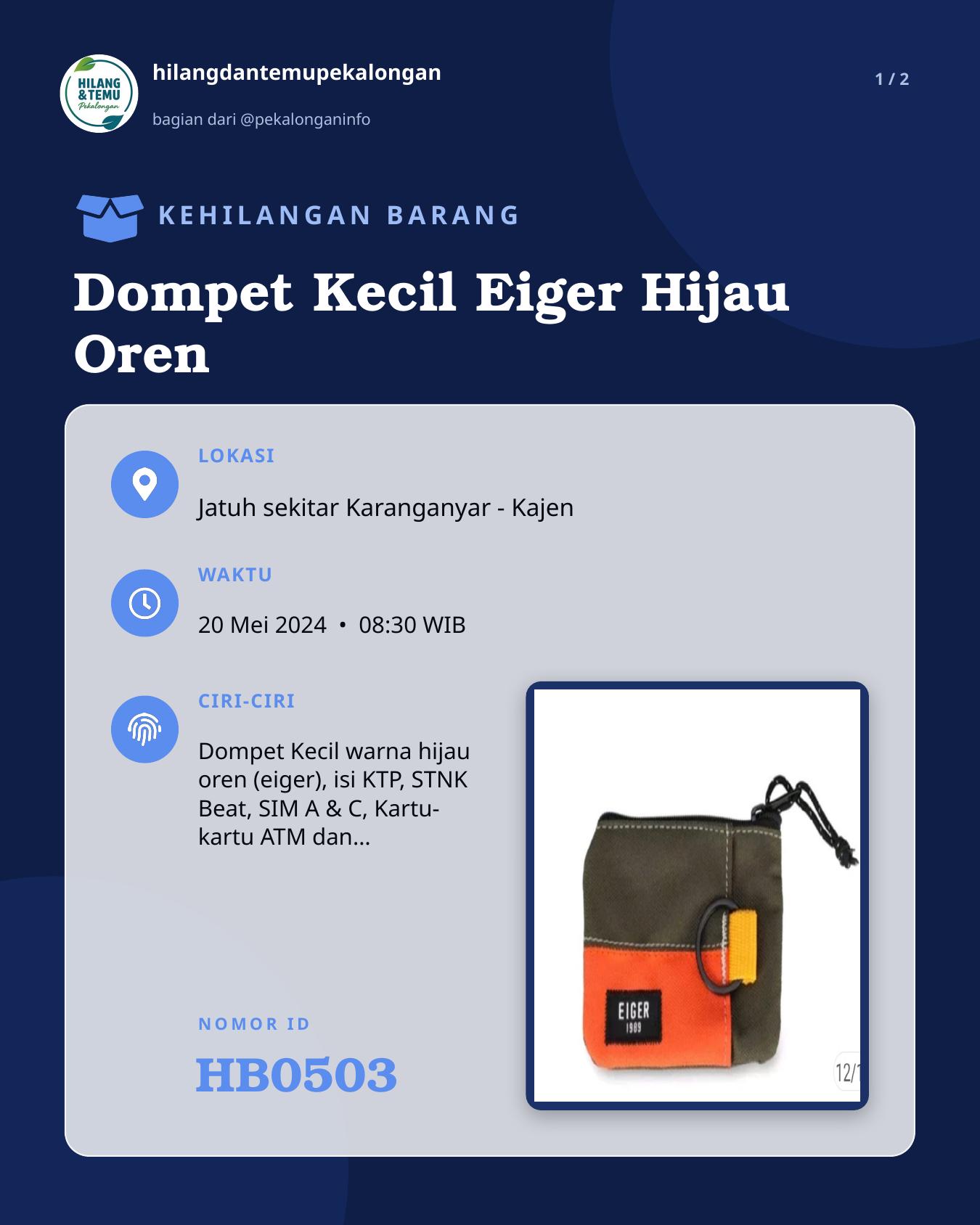 Slide 1 laporan Dompet Kecil Eiger Hijau Oren