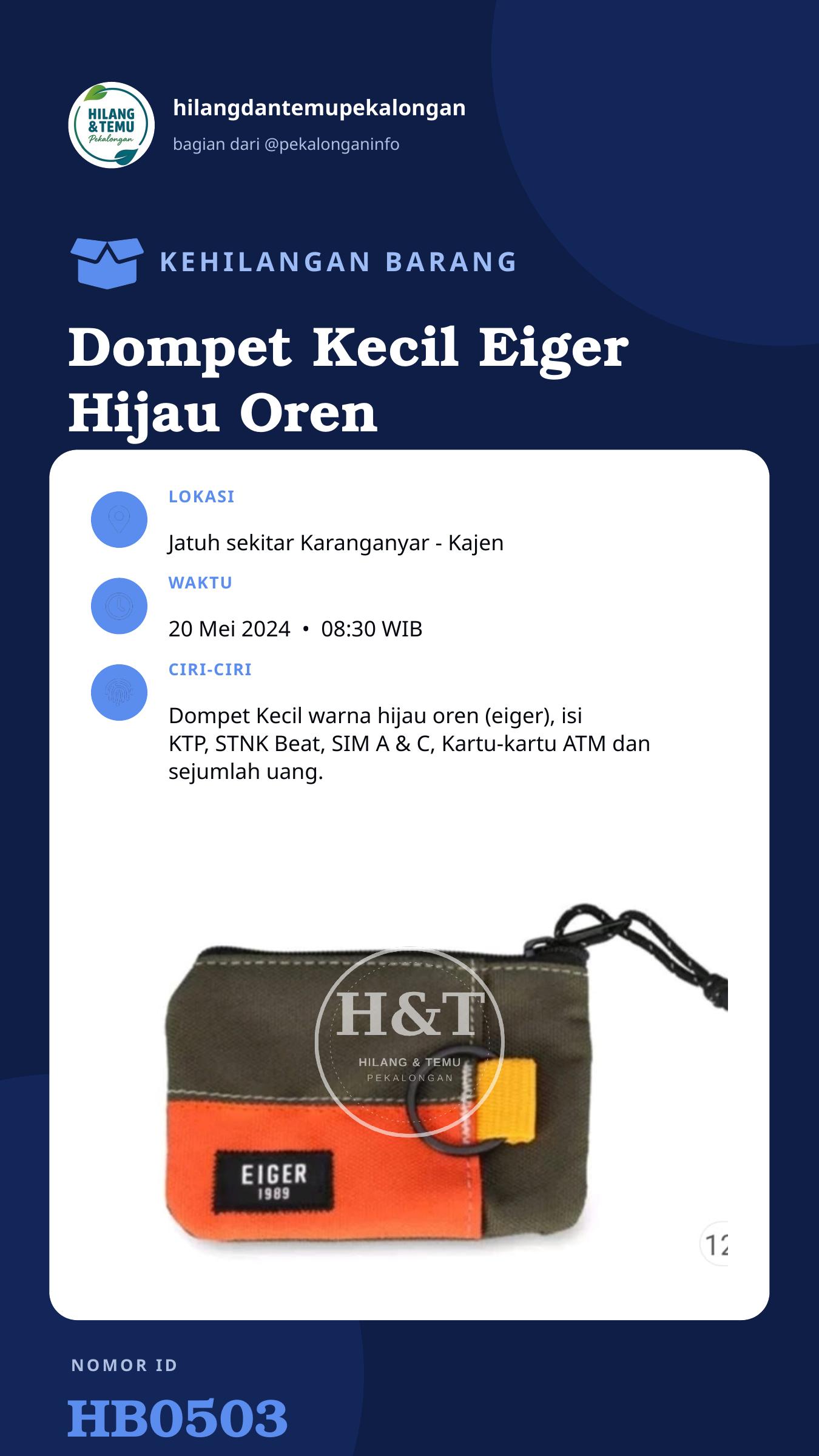 Story 9:16 laporan Dompet Kecil Eiger Hijau Oren