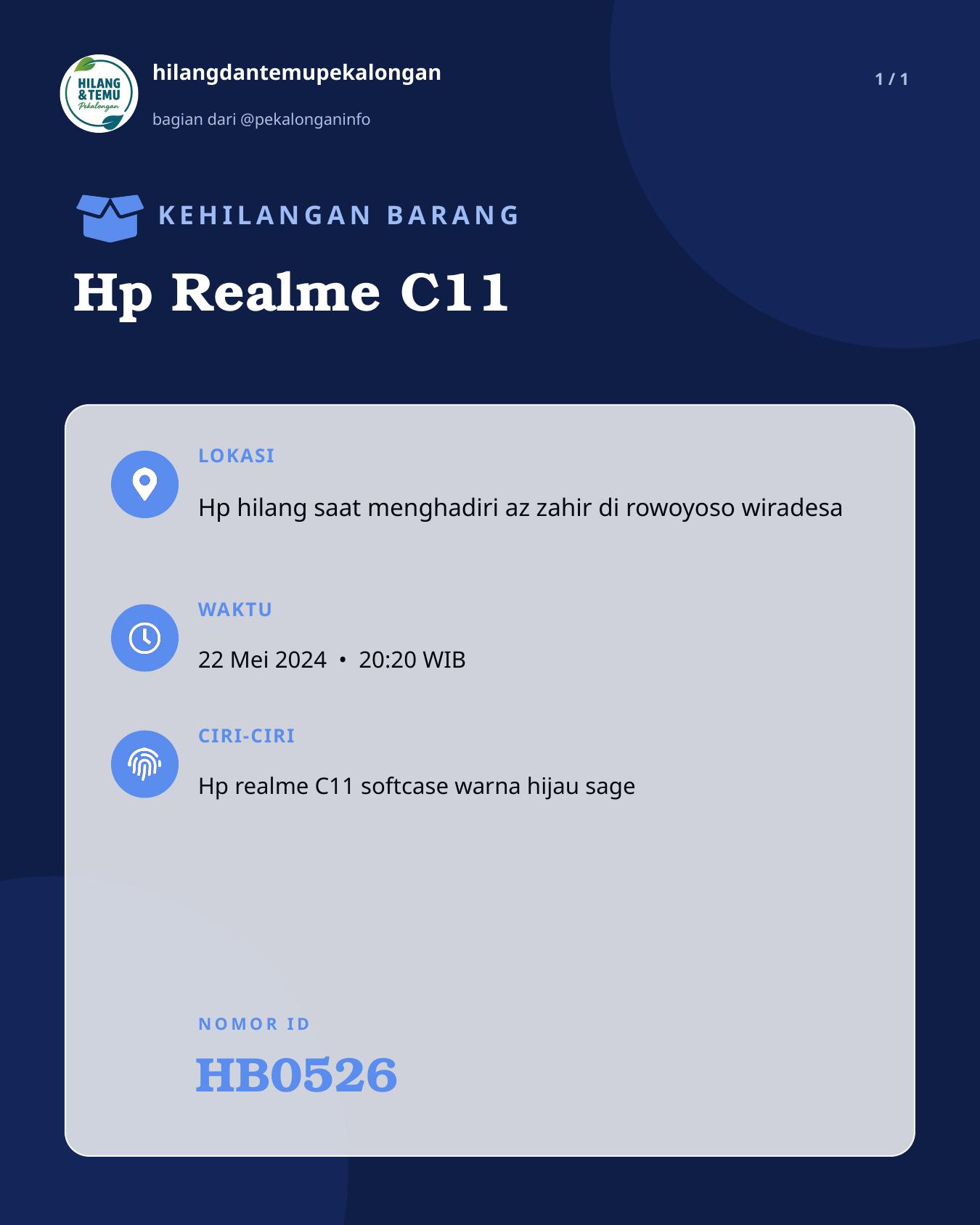 Slide laporan Hp Realme C11 (HB0526)