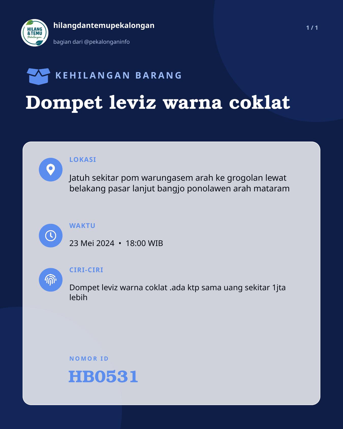 Slide laporan Dompet leviz warna coklat (HB0531)