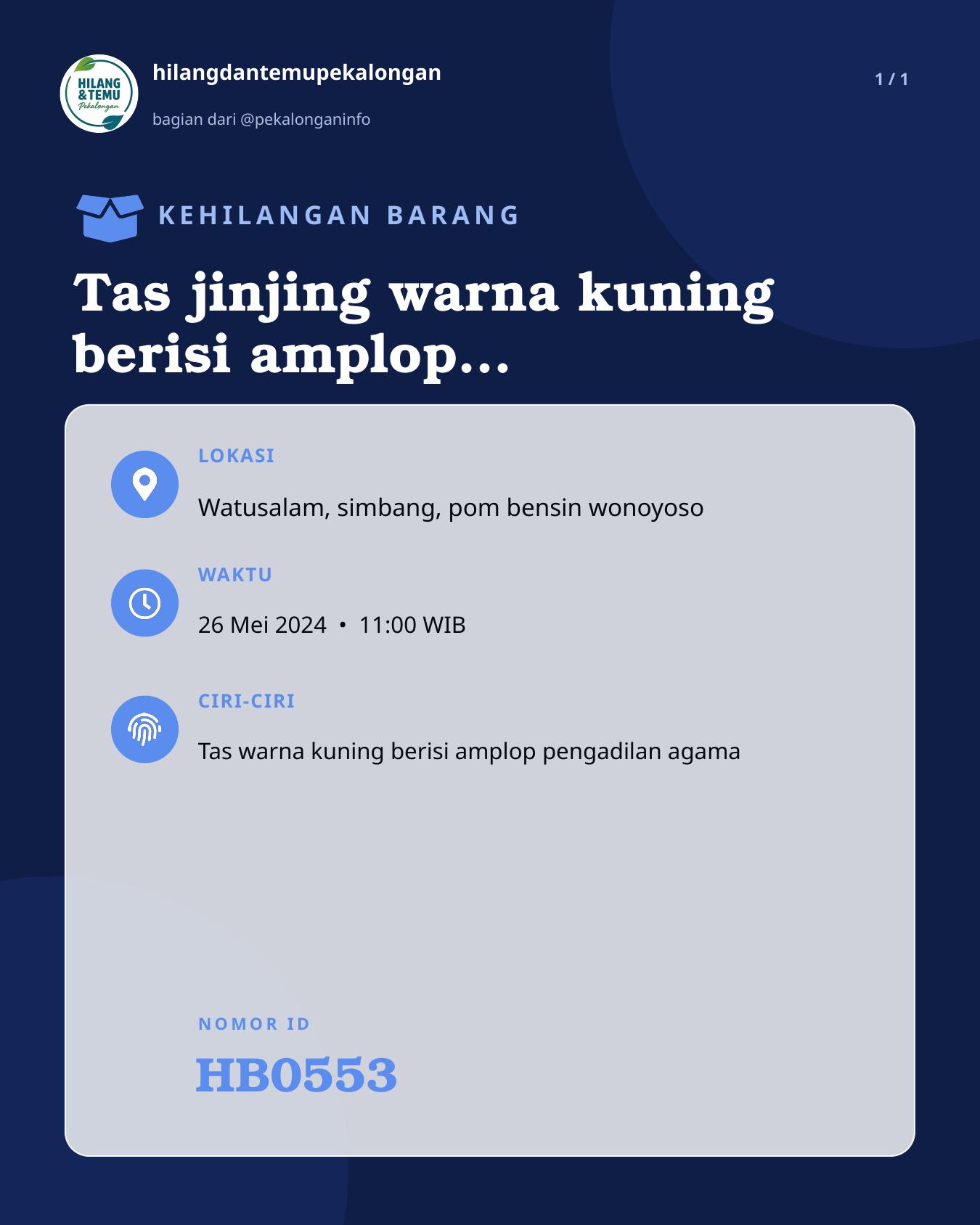 Slide laporan Tas jinjing warna kuning berisi amplop PENGADILAN AGAMA (HB0553)