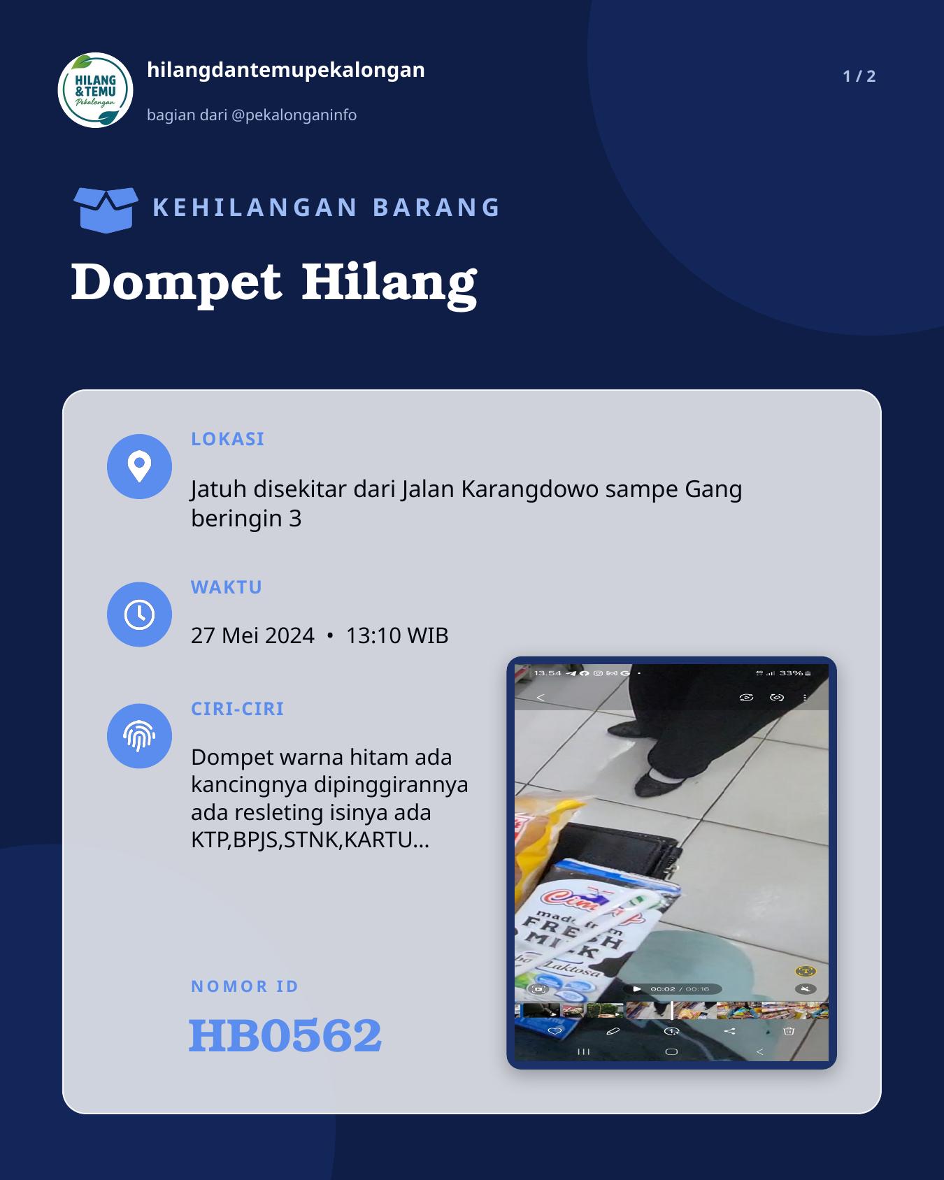 Slide 1 laporan Dompet Hilang