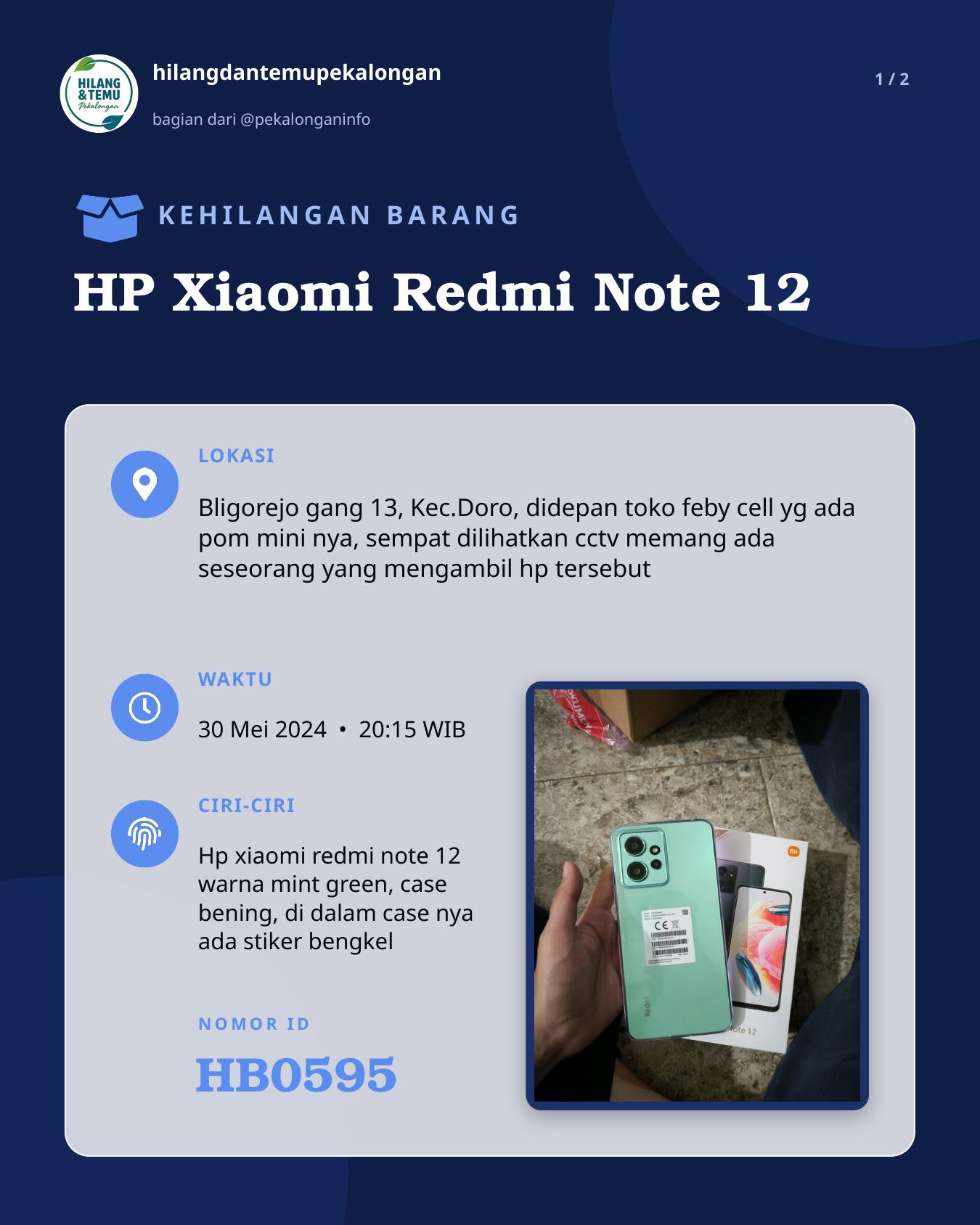 Slide 1 laporan HP Xiaomi Redmi Note 12