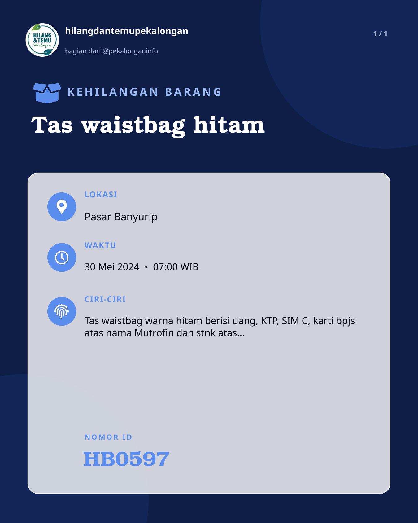Slide laporan Tas waistbag hitam (HB0597)