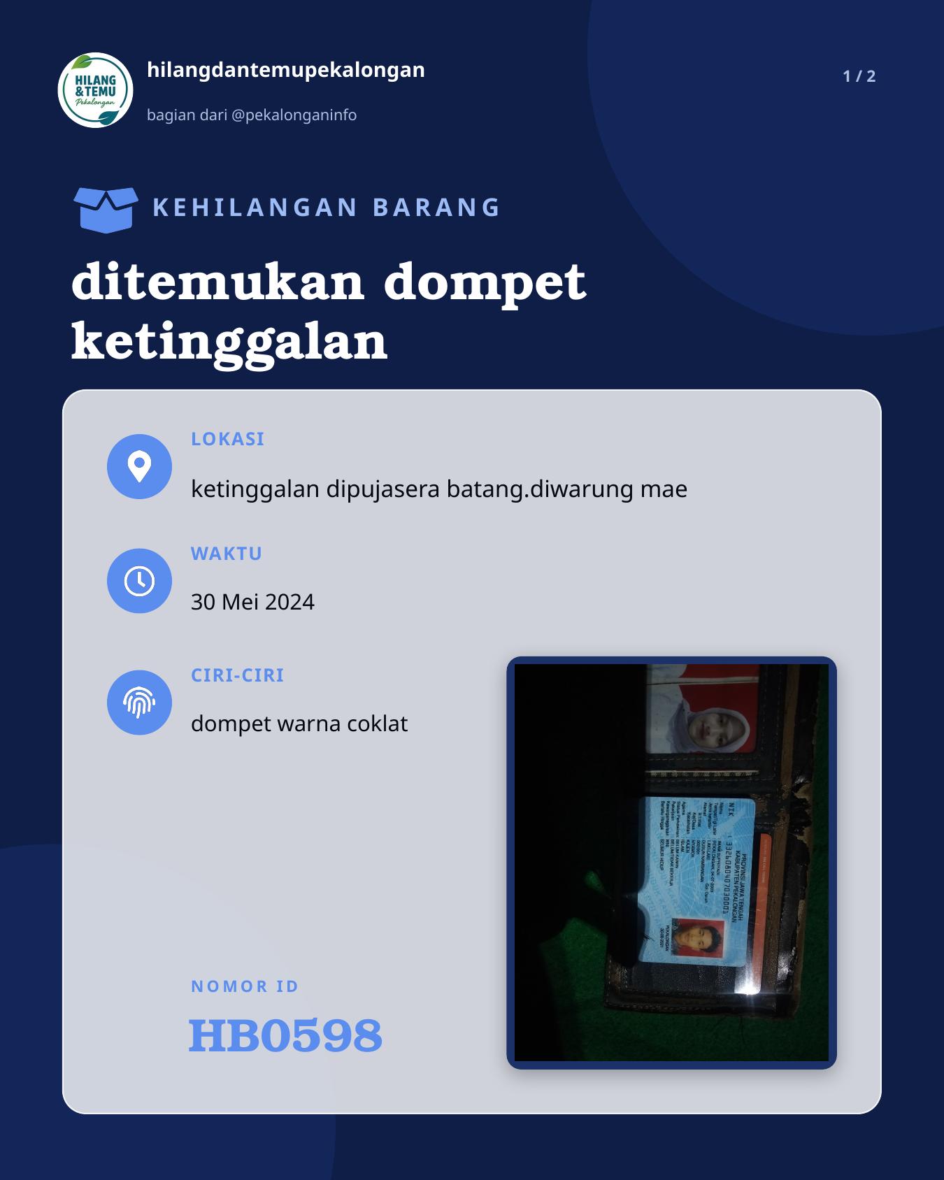 Slide 1 laporan ditemukan dompet ketinggalan