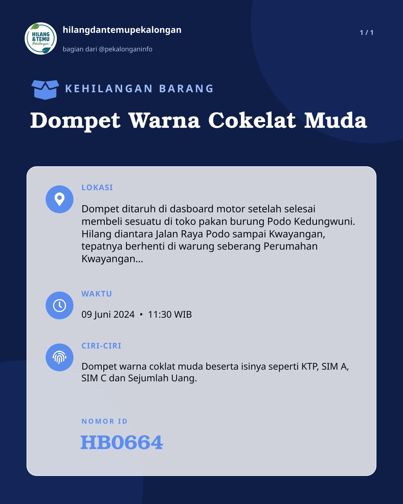 Slide laporan Dompet Warna Cokelat Muda (HB0664)