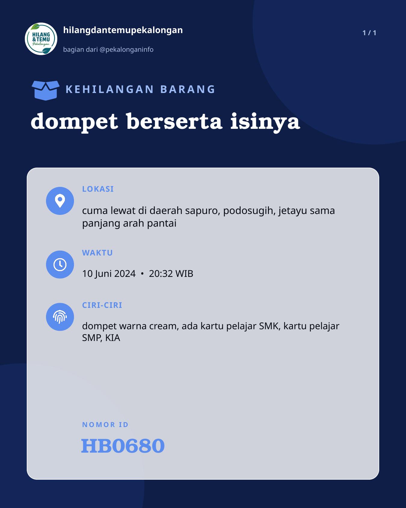 Slide laporan dompet berserta isinya (HB0680)
