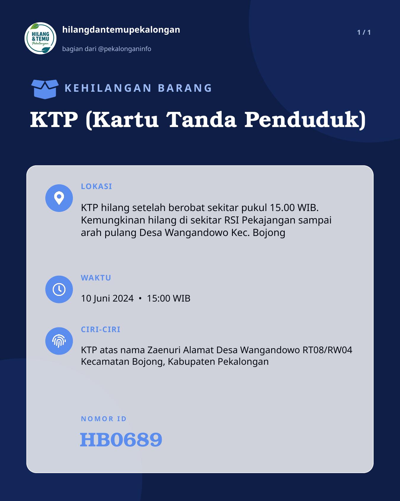 Slide laporan KTP (Kartu Tanda Penduduk) (HB0689)