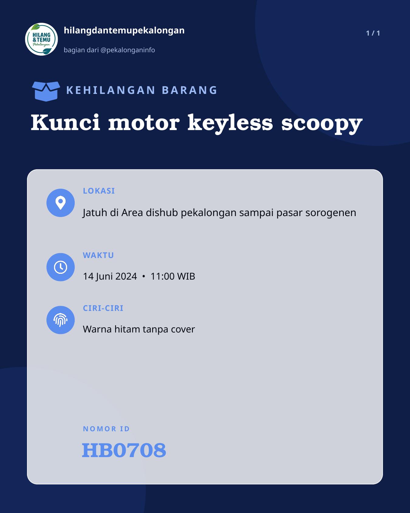 Slide laporan Kunci motor keyless scoopy (HB0708)
