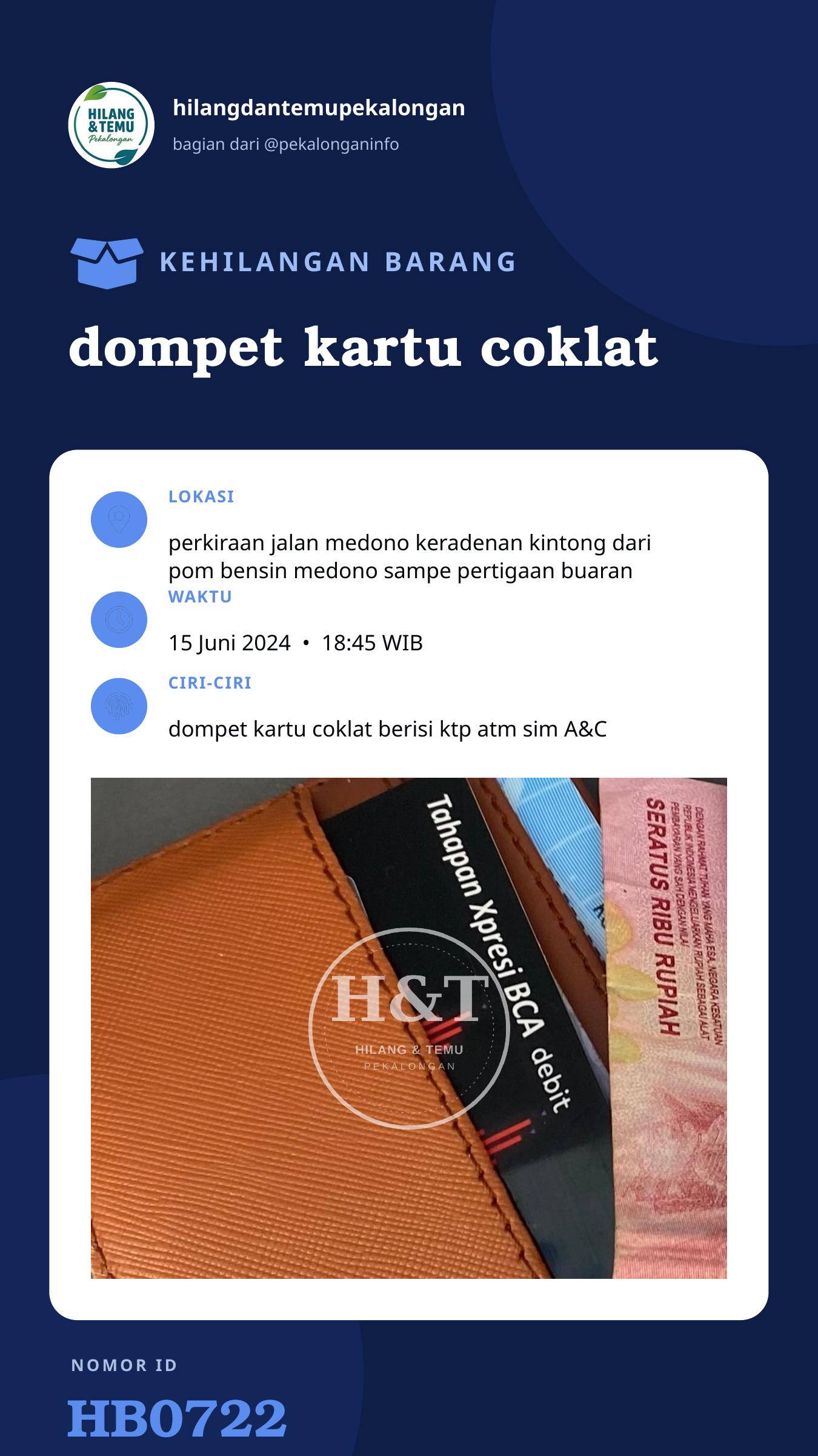 Story 9:16 laporan dompet kartu coklat