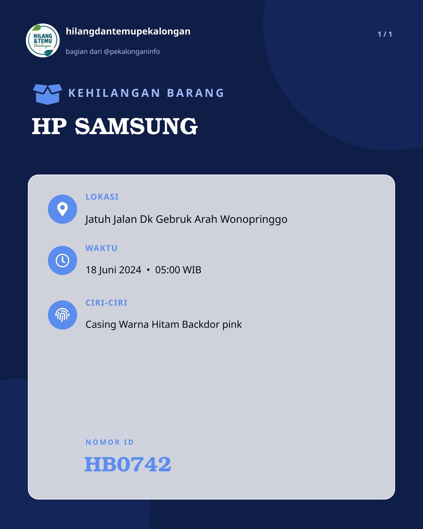Slide laporan HP SAMSUNG (HB0742)