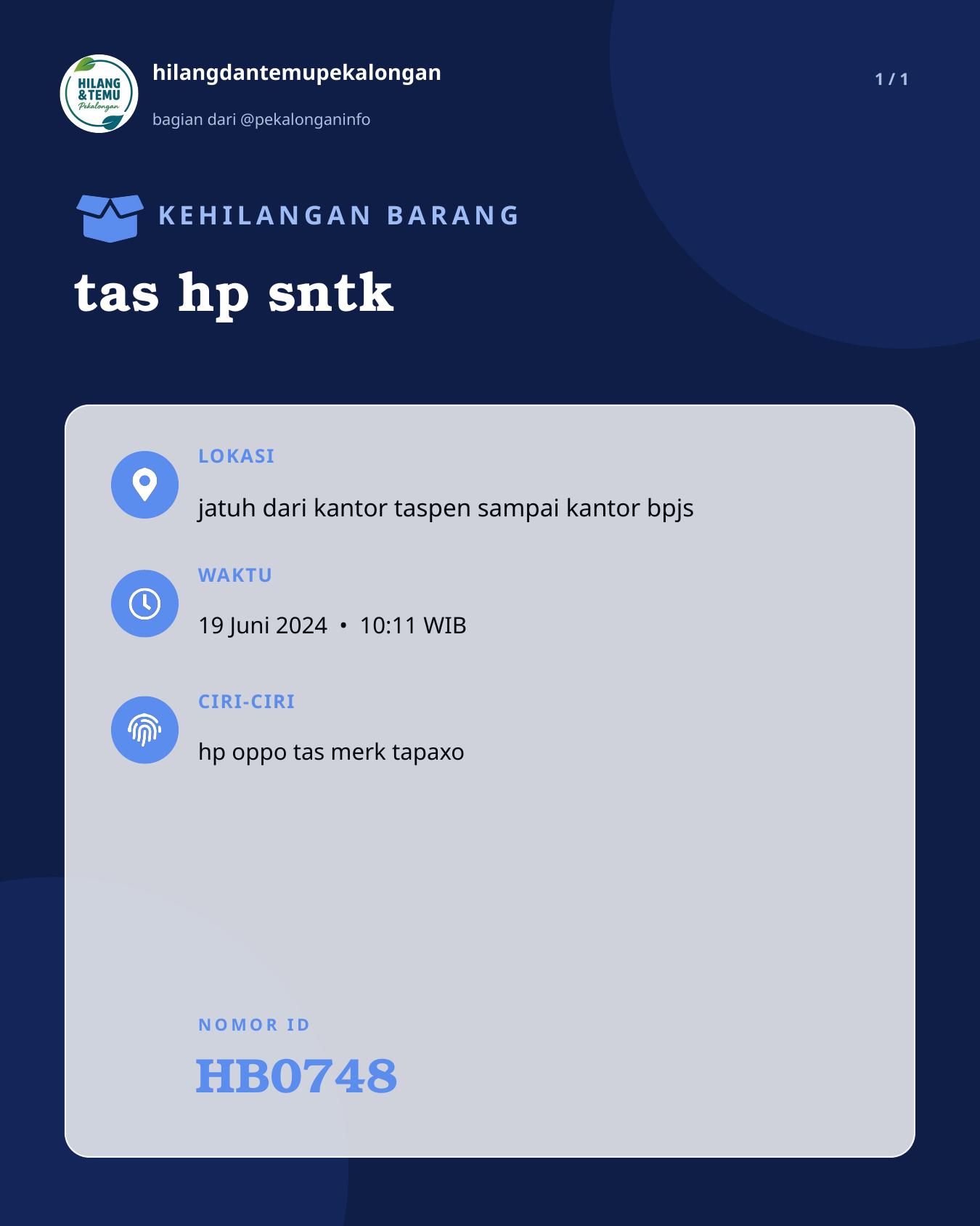 Slide laporan tas hp sntk (HB0748)