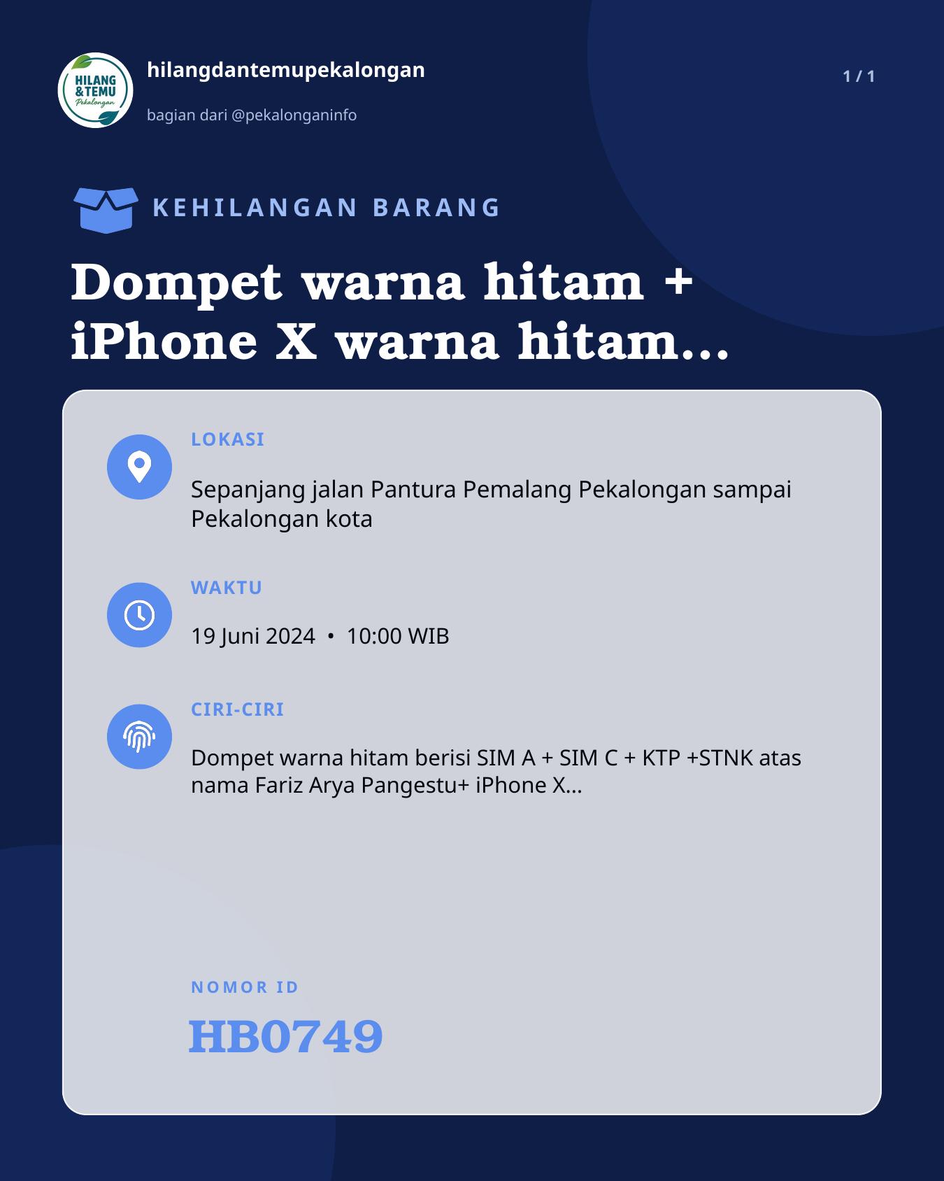 Slide laporan Dompet warna hitam + iPhone X warna hitam casing putih (HB0749)