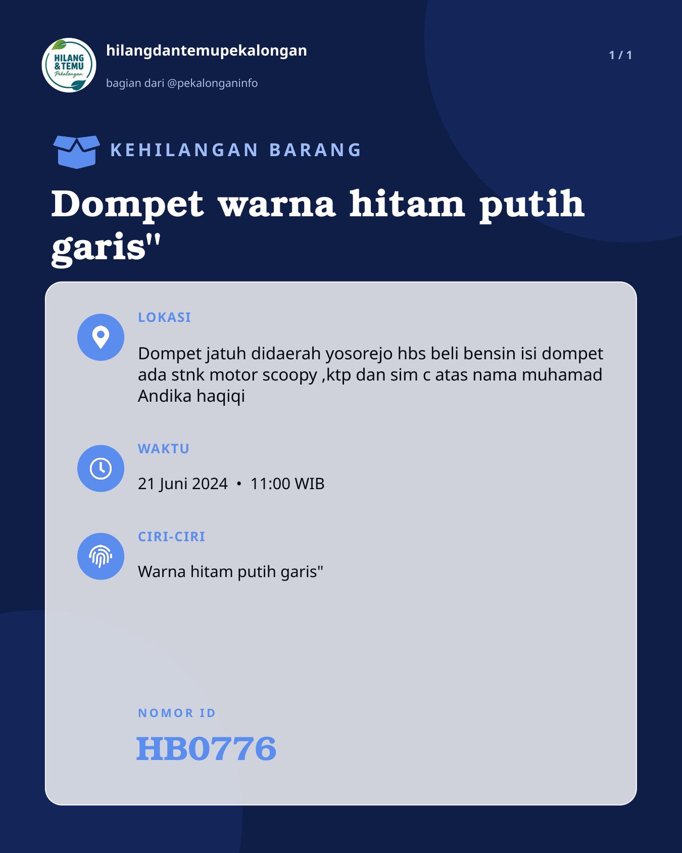 Slide laporan Dompet warna hitam putih garis" (HB0776)