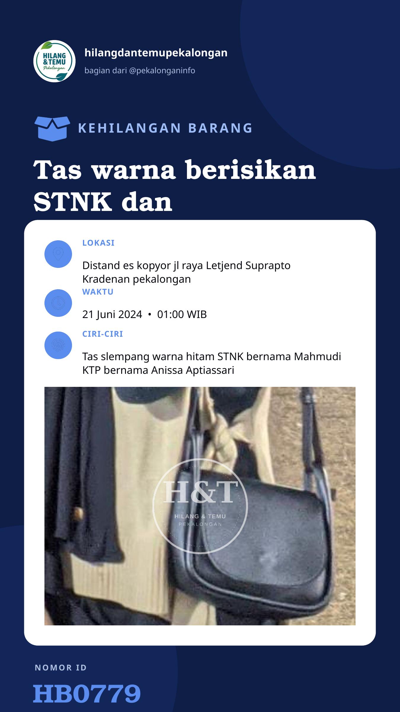 Story 9:16 laporan Tas warna berisikan STNK dan KTP