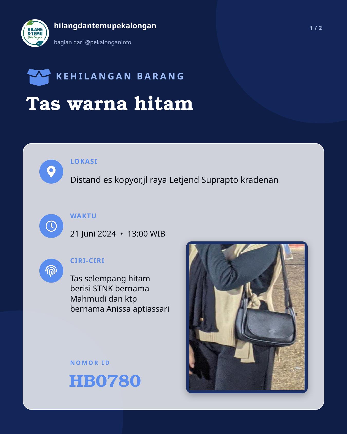 Slide 1 laporan Tas warna hitam