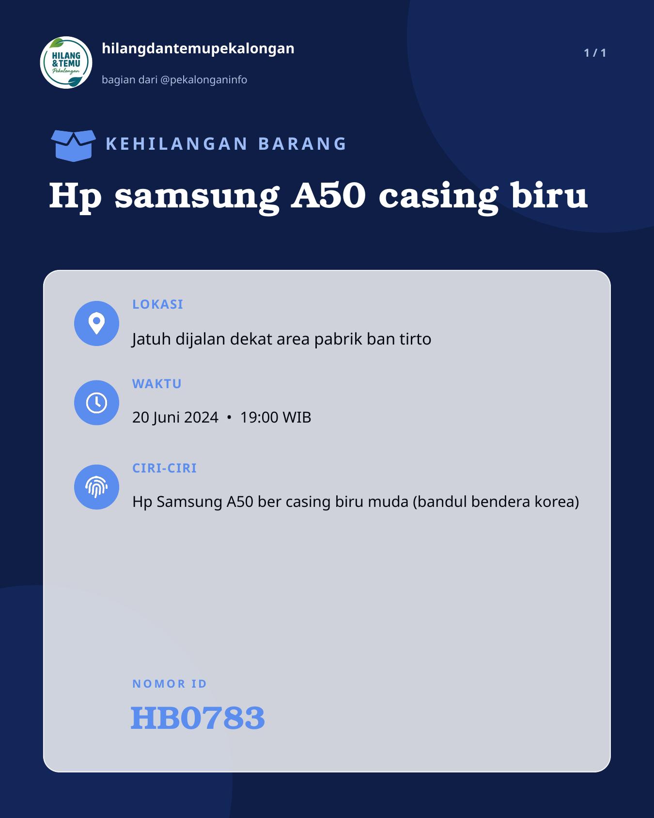 Slide laporan Hp samsung A50 casing biru (HB0783)