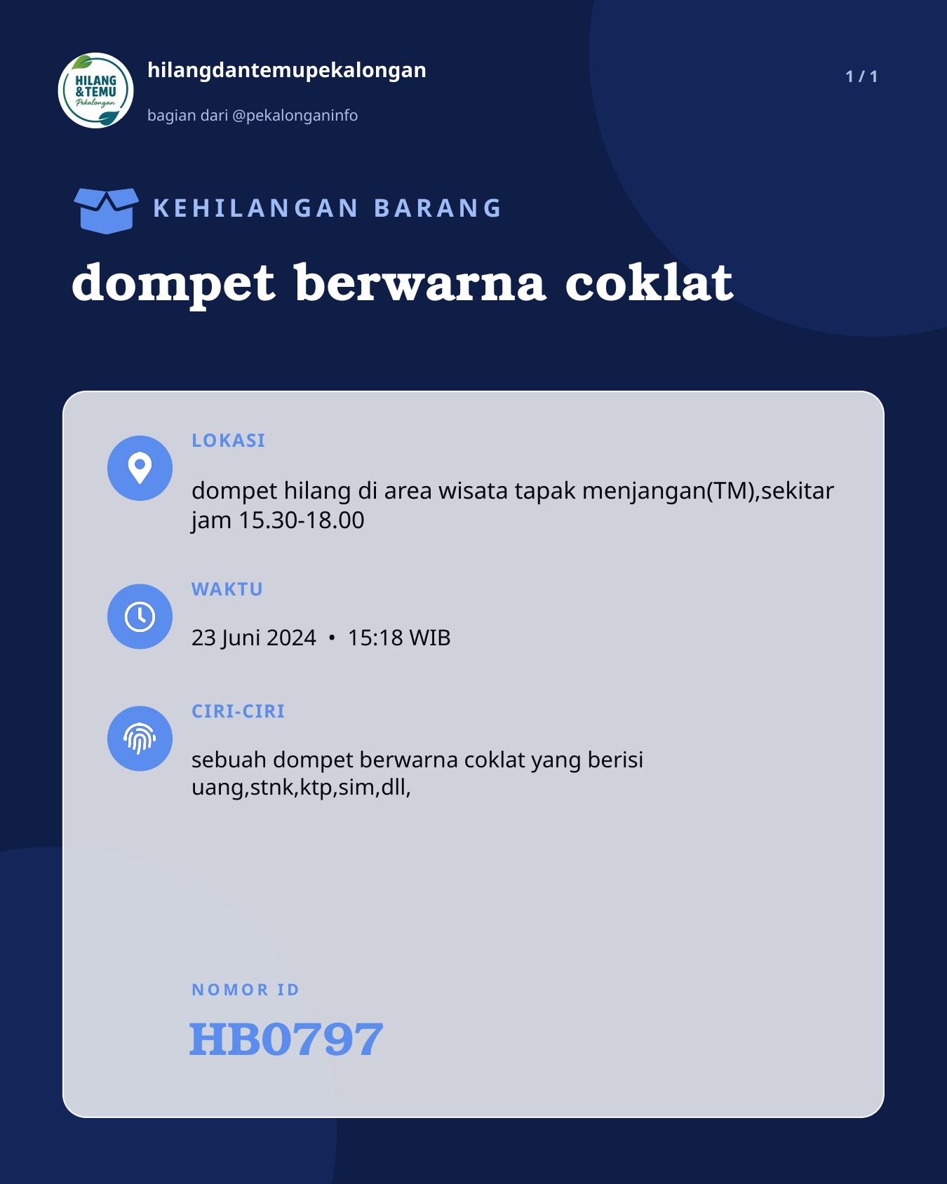 Slide laporan dompet berwarna coklat (HB0797)