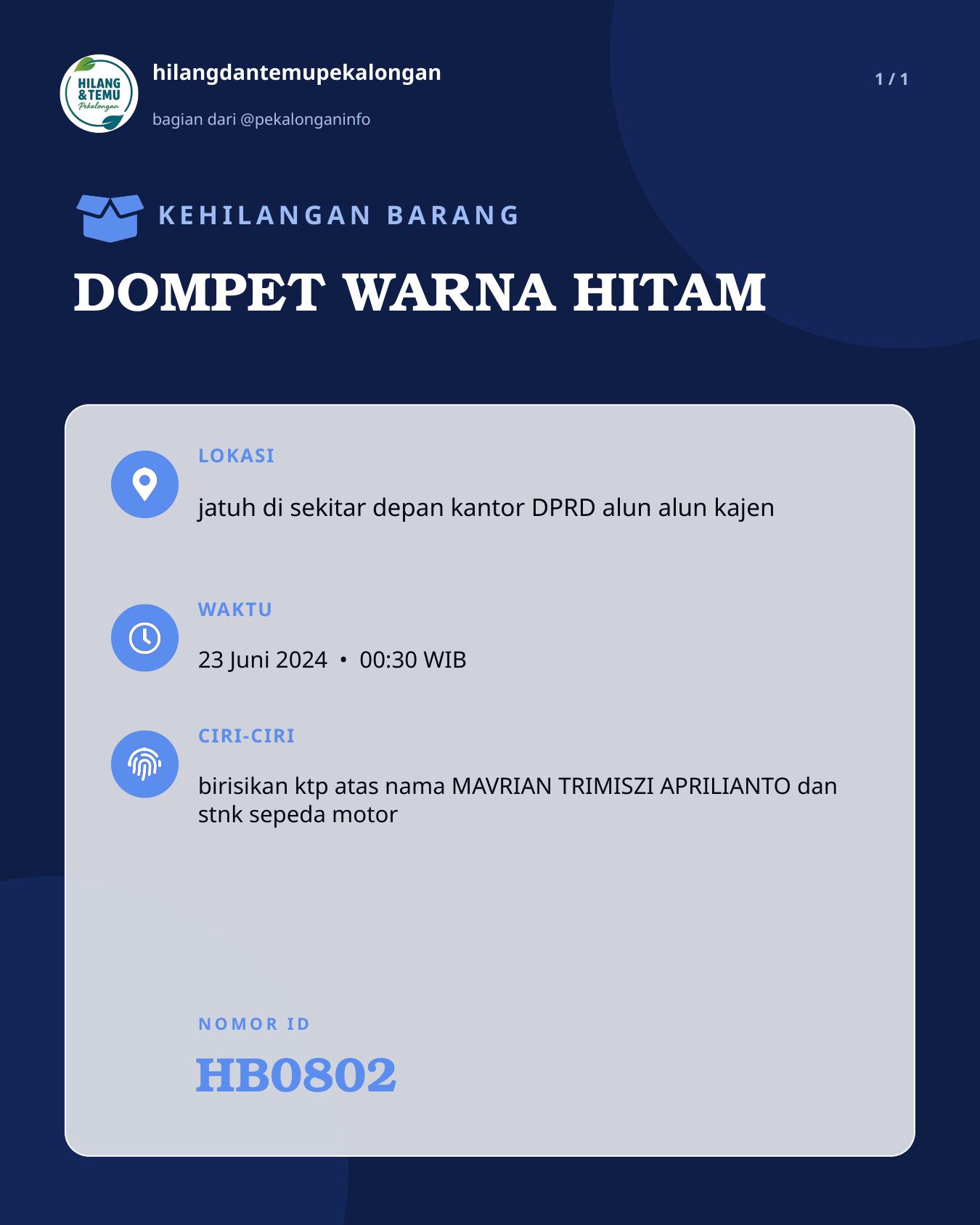 Slide laporan DOMPET WARNA HITAM (HB0802)