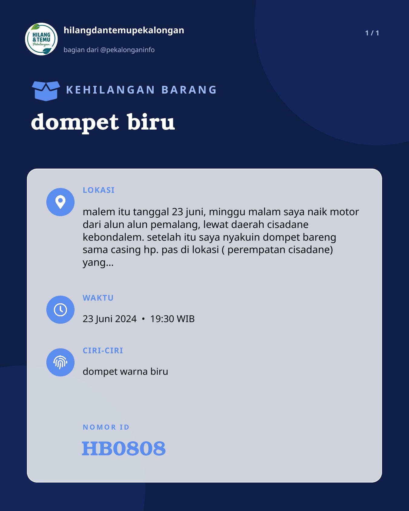 Slide laporan dompet biru (HB0808)