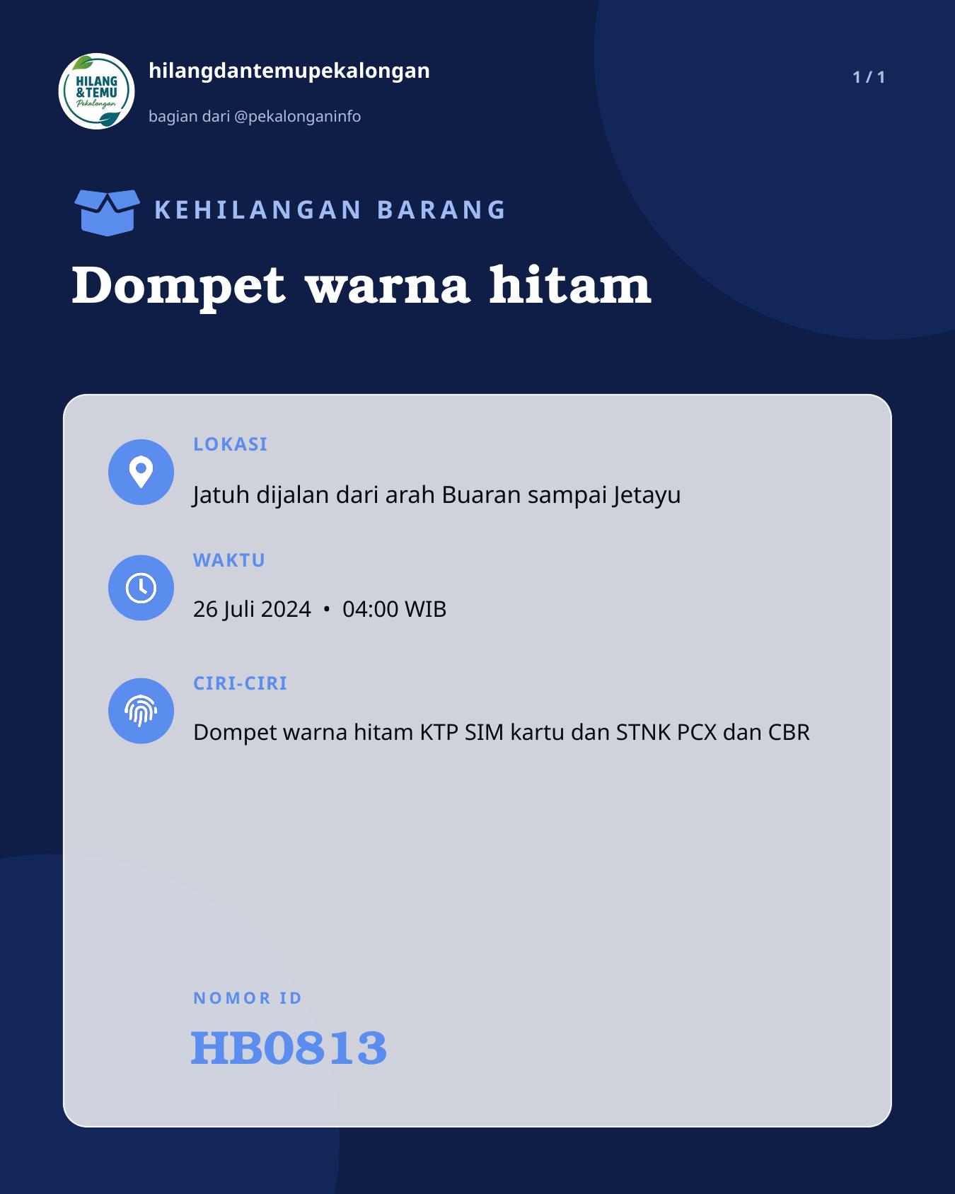 Slide laporan Dompet warna hitam (HB0813)