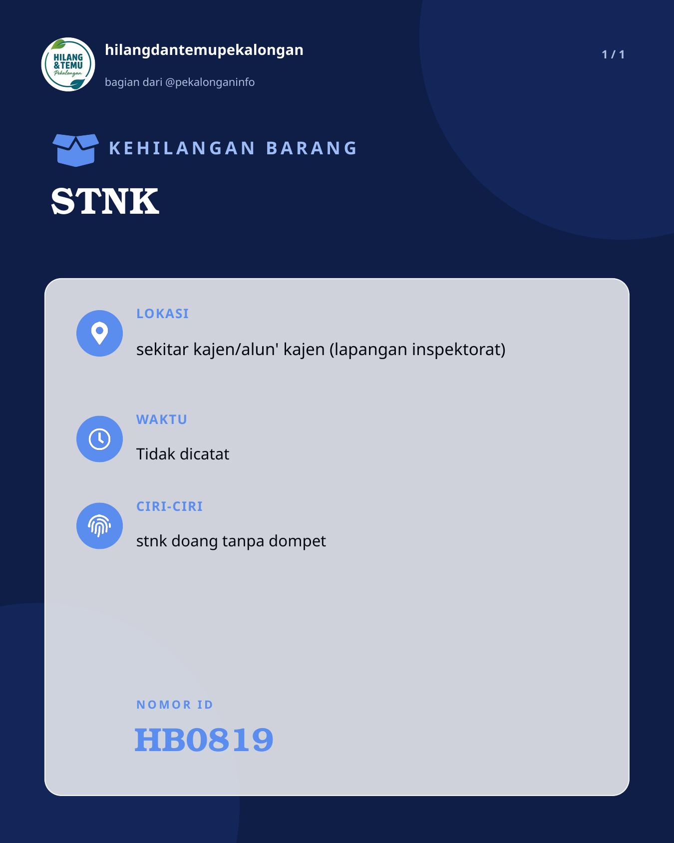 Slide laporan STNK (HB0819)