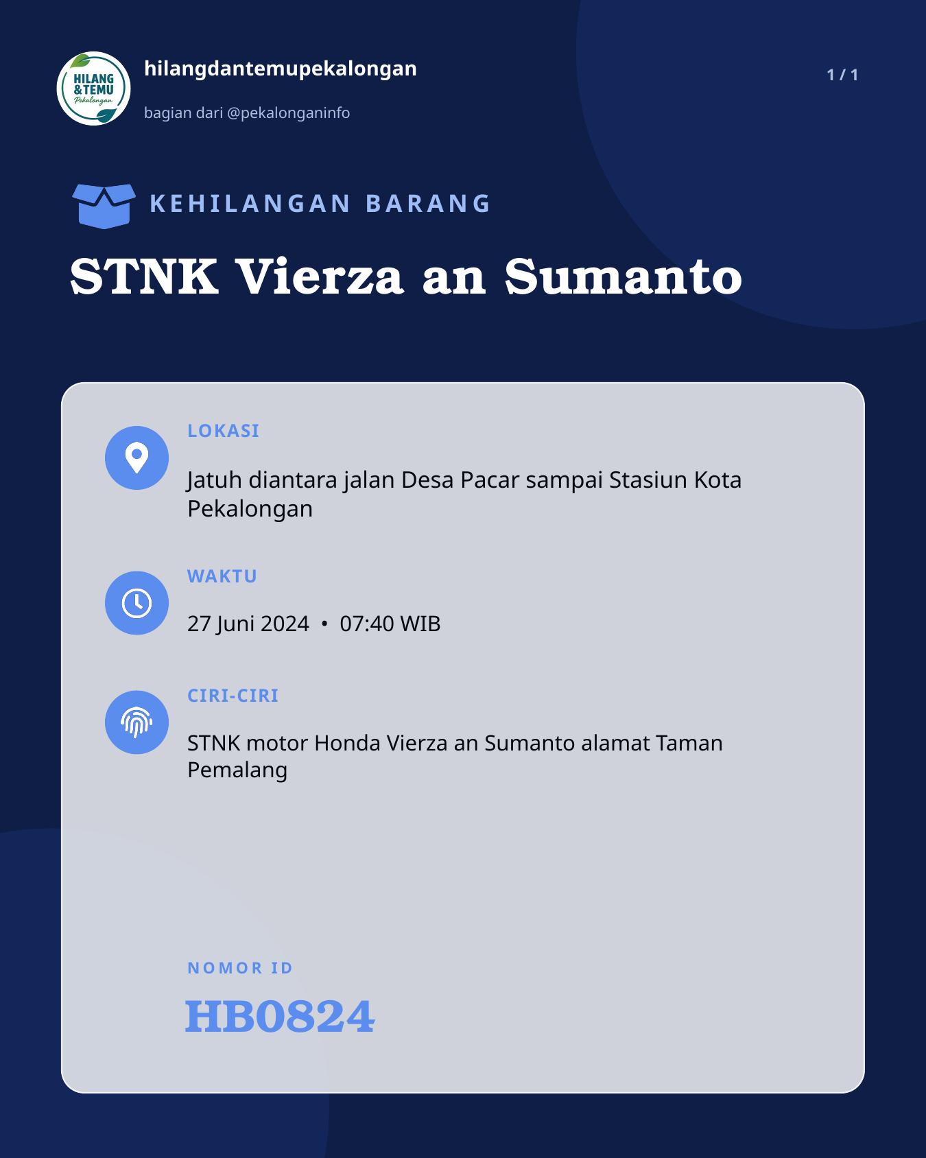 Slide laporan STNK Vierza an Sumanto (HB0824)